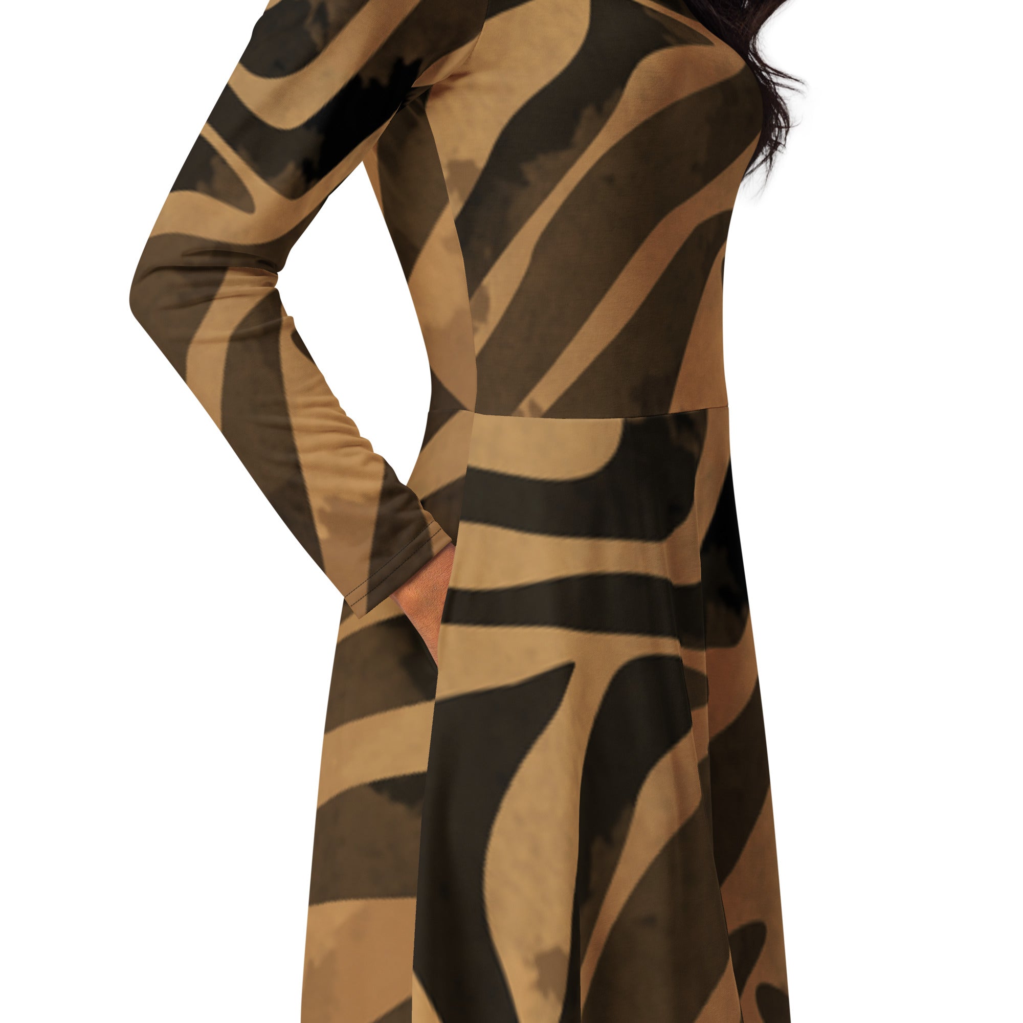 All - over print long sleeve midi dress - Divine Janisal Design