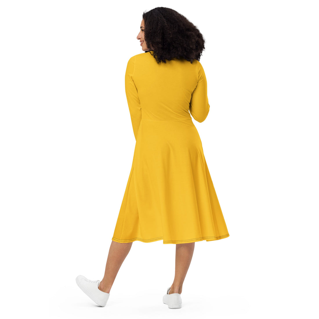 All - over print long sleeve midi dress - Divine Janisal Design