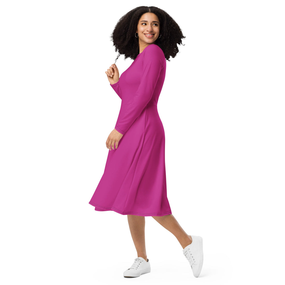 All - over print long sleeve midi dress - Divine Janisal Design