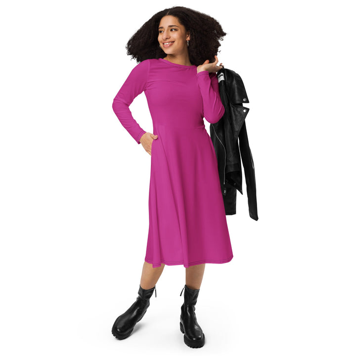 All - over print long sleeve midi dress - Divine Janisal Design