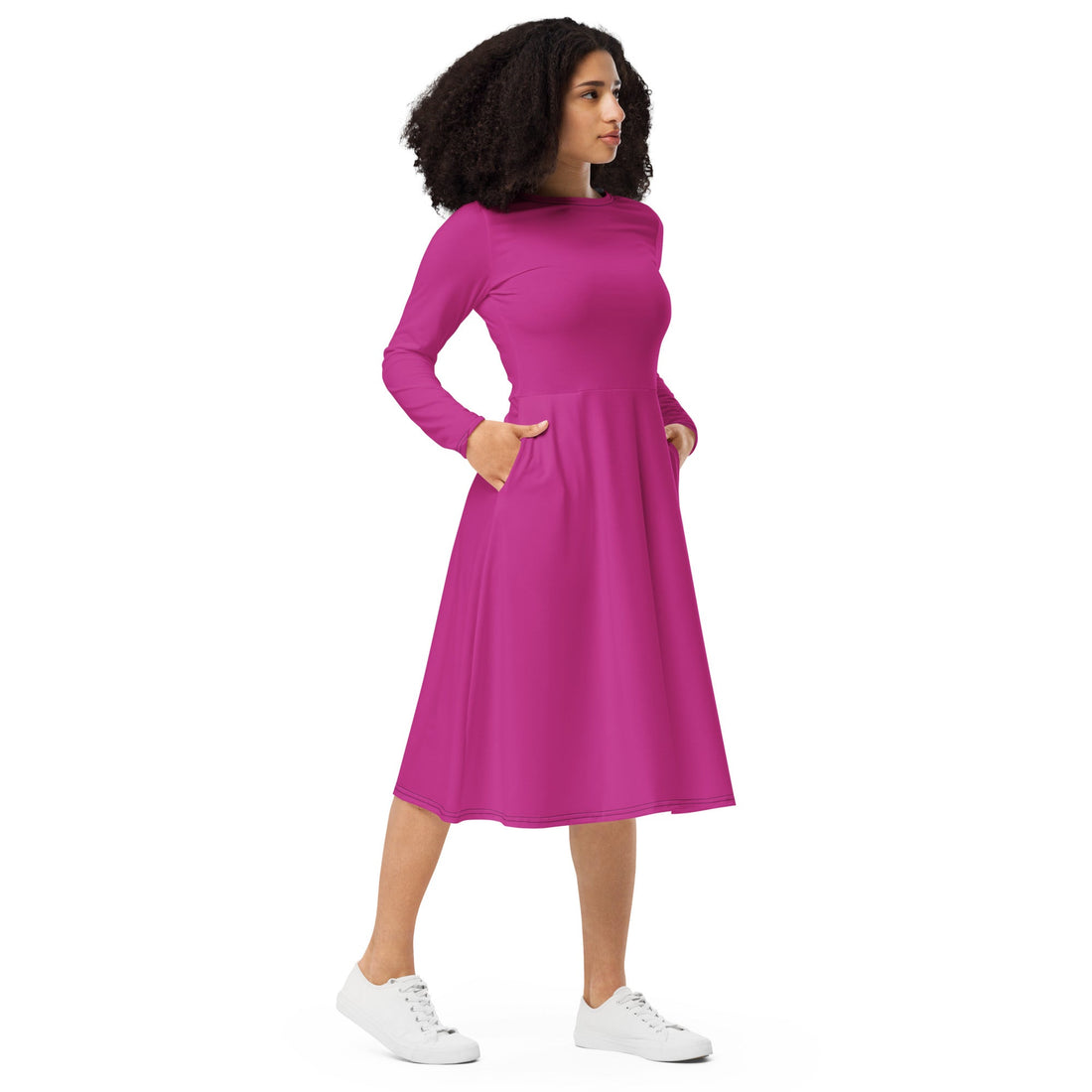 All - over print long sleeve midi dress - Divine Janisal Design
