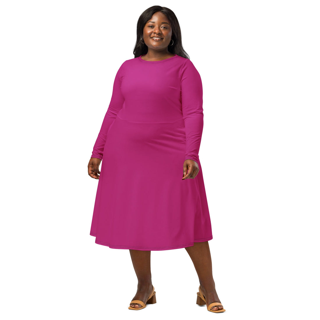All - over print long sleeve midi dress - Divine Janisal Design