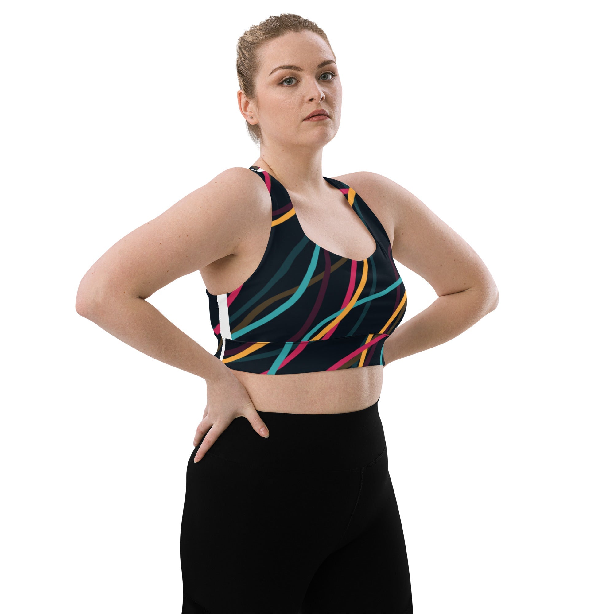All - Over Print Recycled Longline Sports Bra - Divine Janisal Design