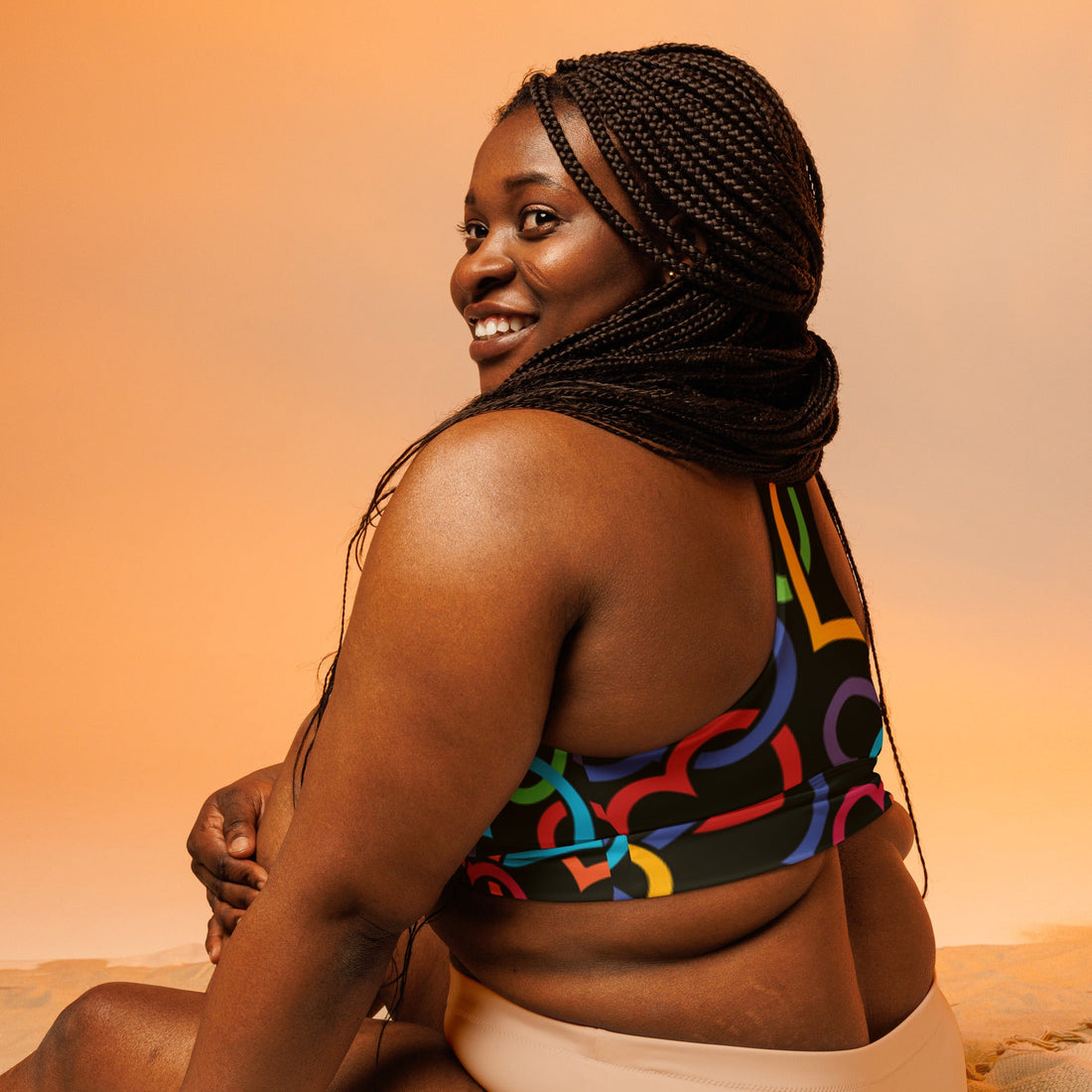 All - Over Print Recycled Longline Sports Bra - Divine Janisal Design
