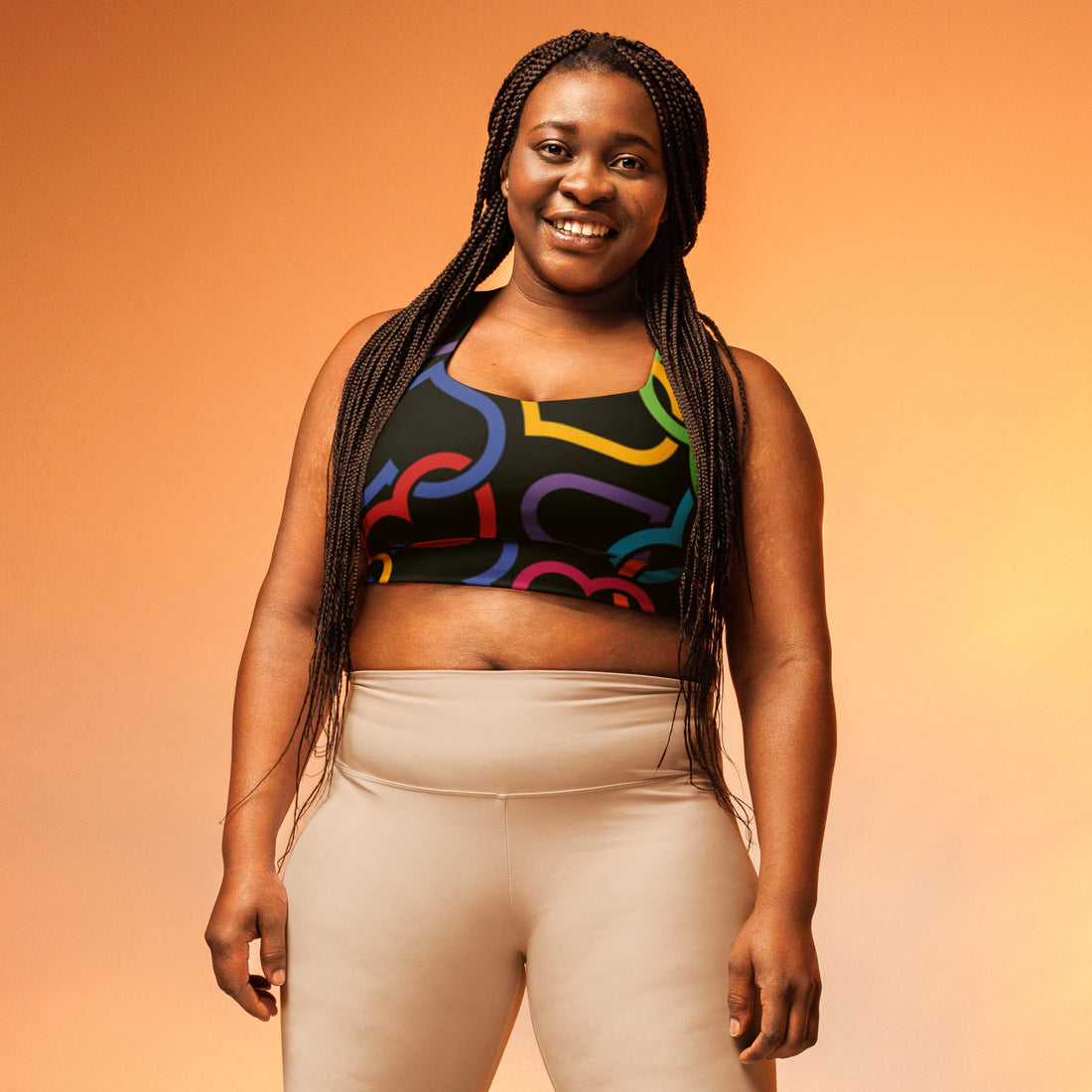 All - Over Print Recycled Longline Sports Bra - Divine Janisal Design