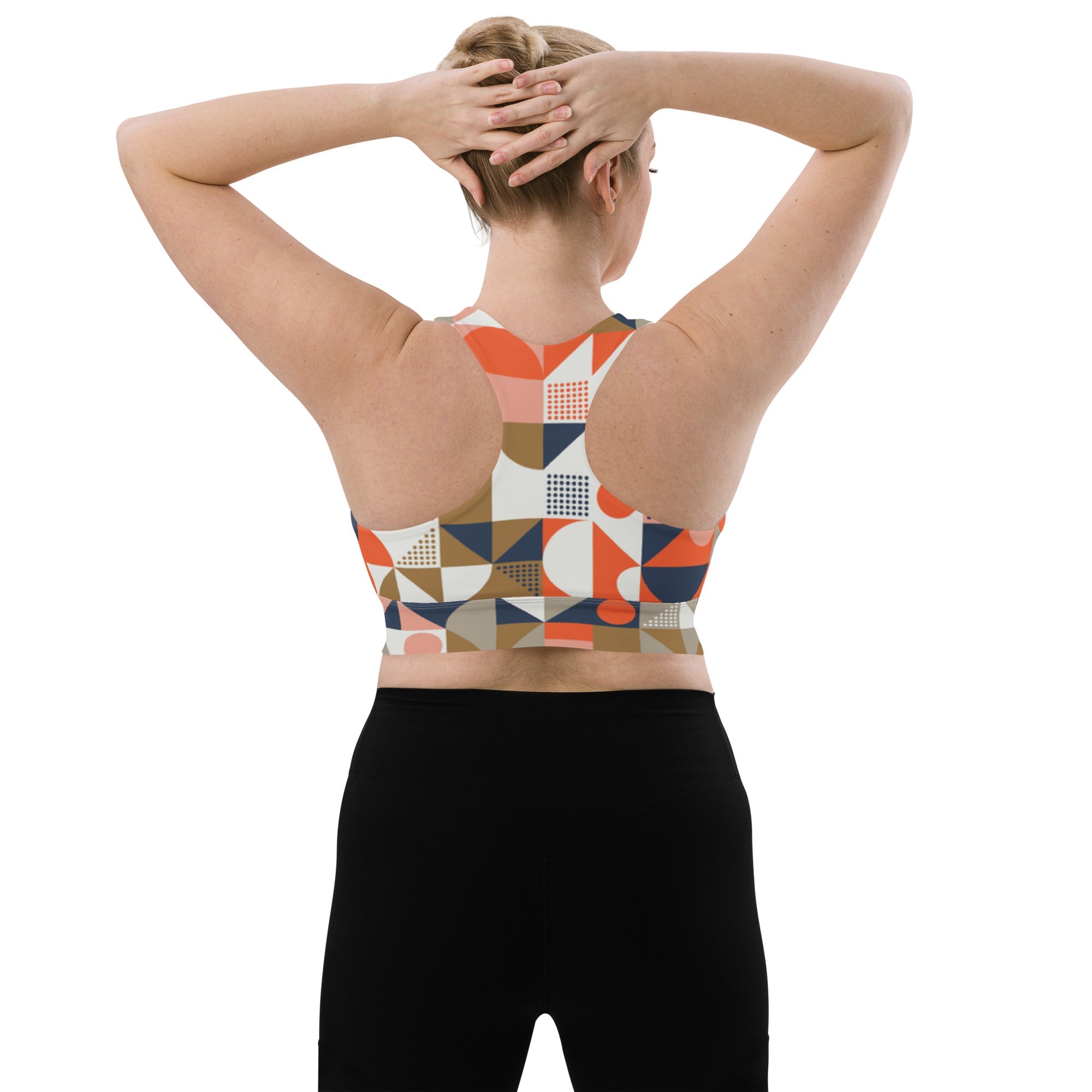 All - Over Print Recycled Longline Sports Bra - Divine Janisal Design