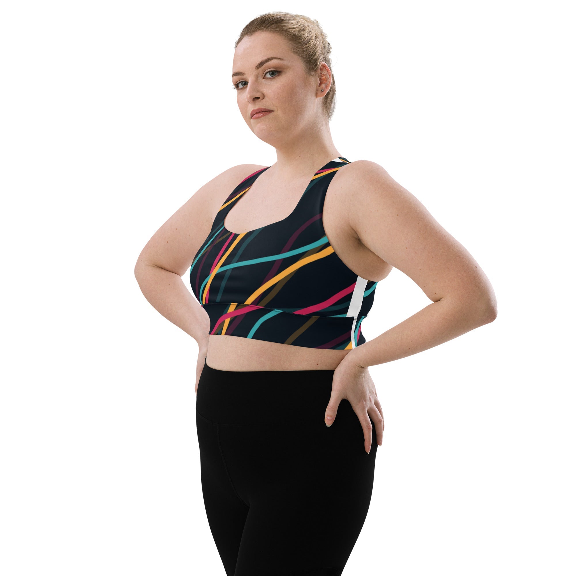 All - Over Print Recycled Longline Sports Bra - Divine Janisal Design