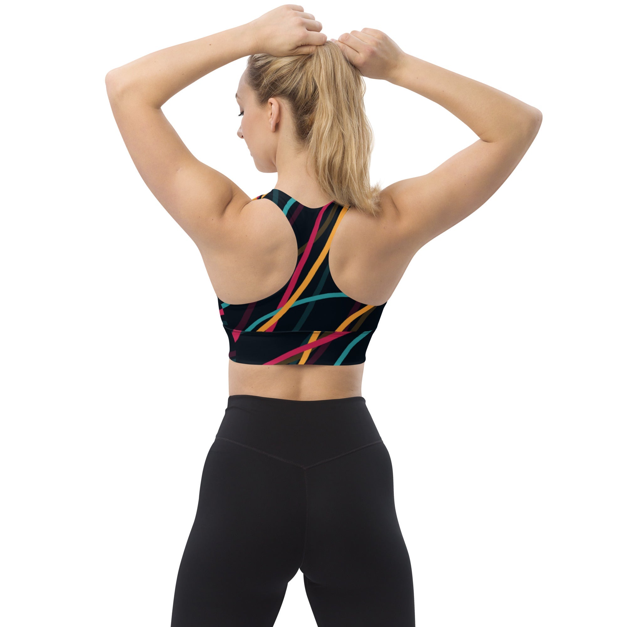 All - Over Print Recycled Longline Sports Bra - Divine Janisal Design