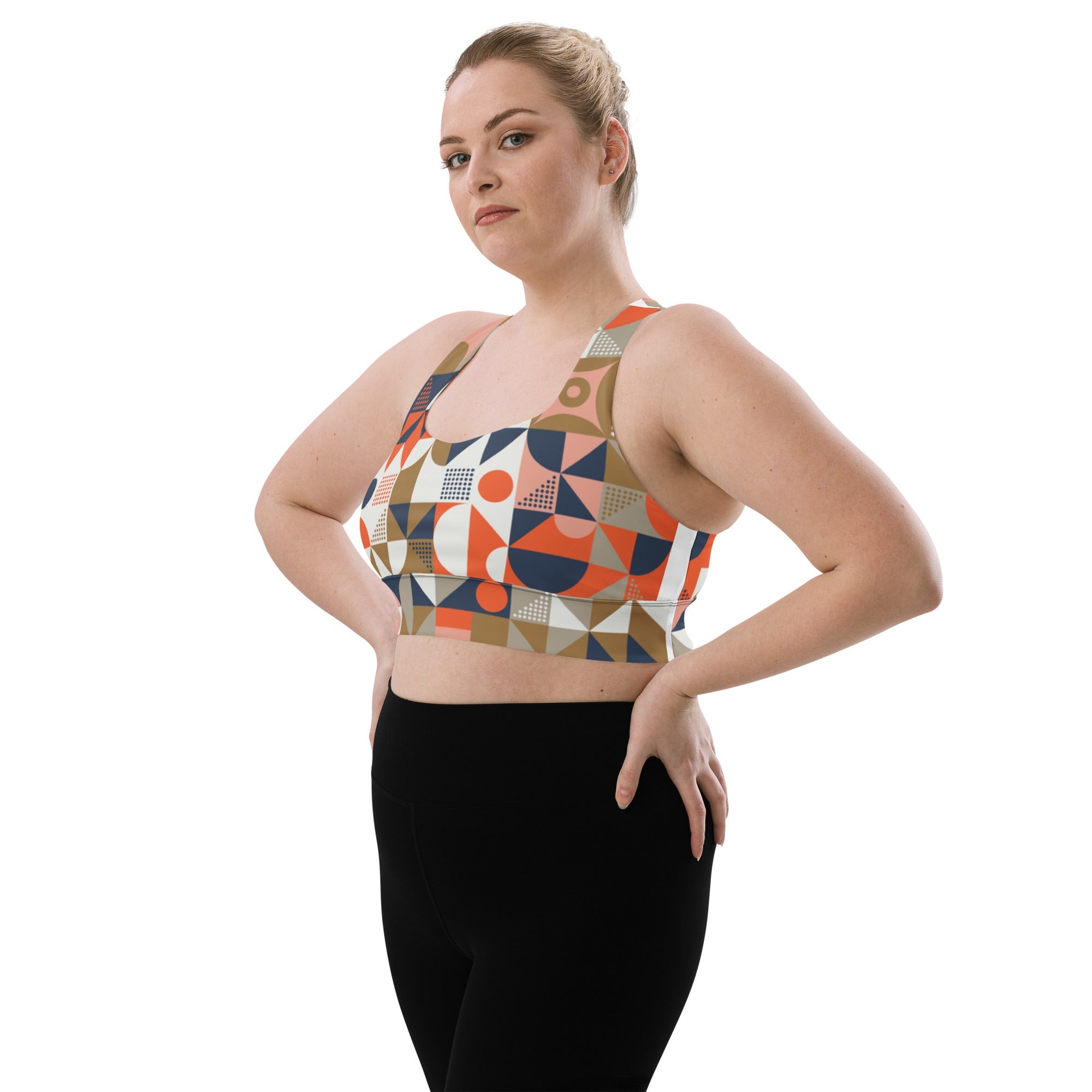 All - Over Print Recycled Longline Sports Bra - Divine Janisal Design