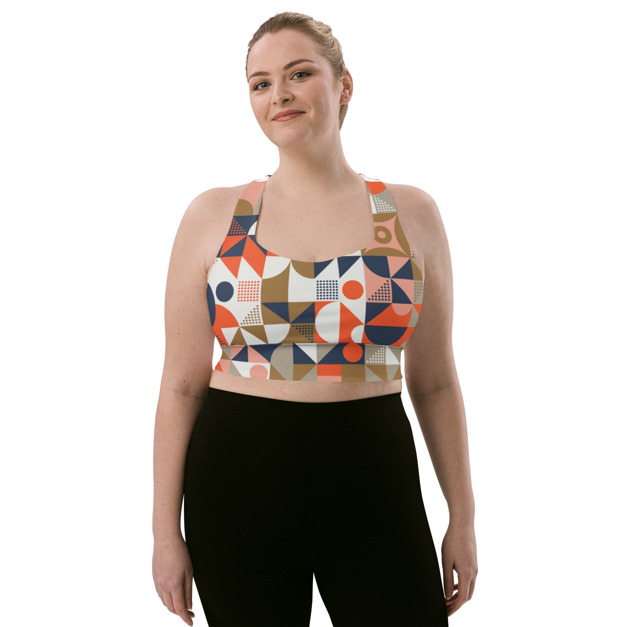 All - Over Print Recycled Longline Sports Bra - Divine Janisal Design