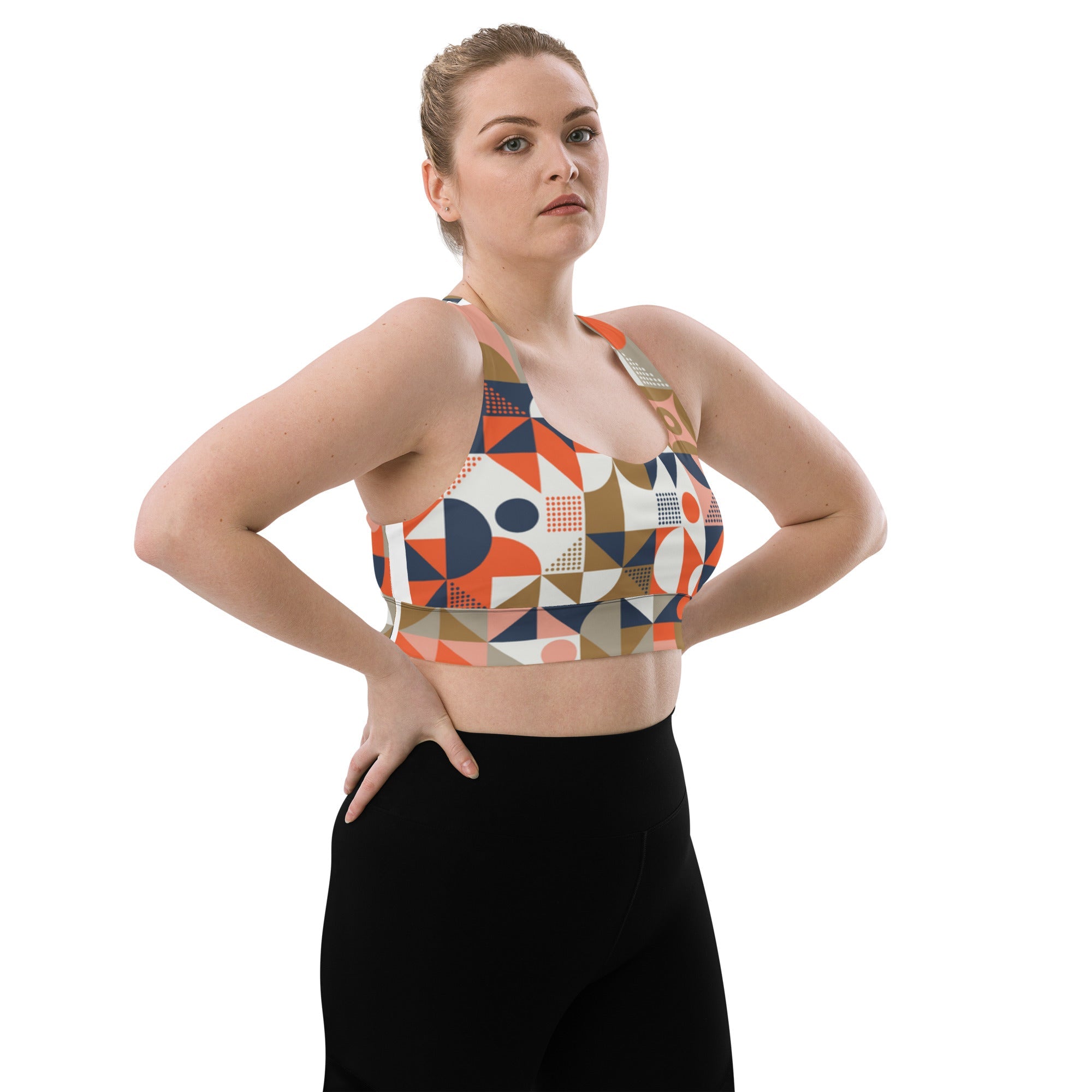 All - Over Print Recycled Longline Sports Bra - Divine Janisal Design