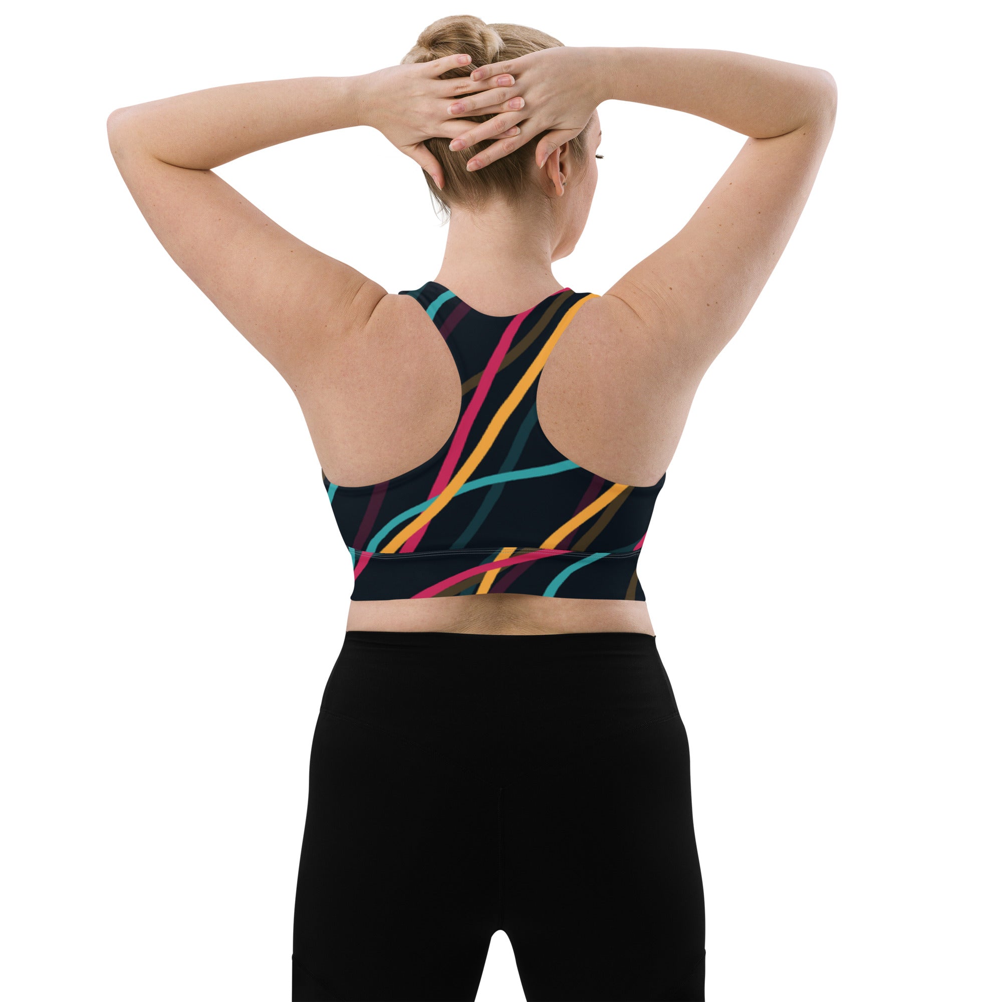 All - Over Print Recycled Longline Sports Bra - Divine Janisal Design