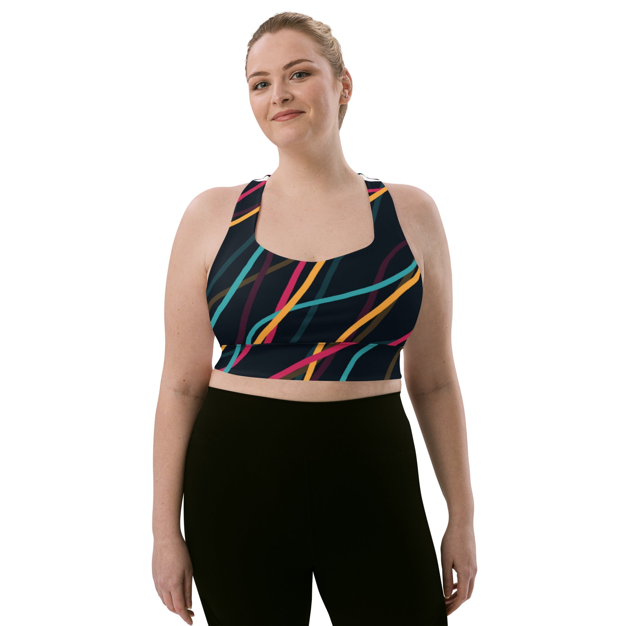 All - Over Print Recycled Longline Sports Bra - Divine Janisal Design