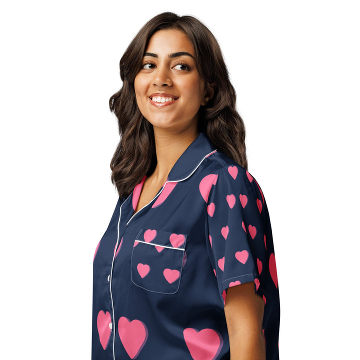 All - over print women’s short sleeve pajama top - Divine Janisal Design