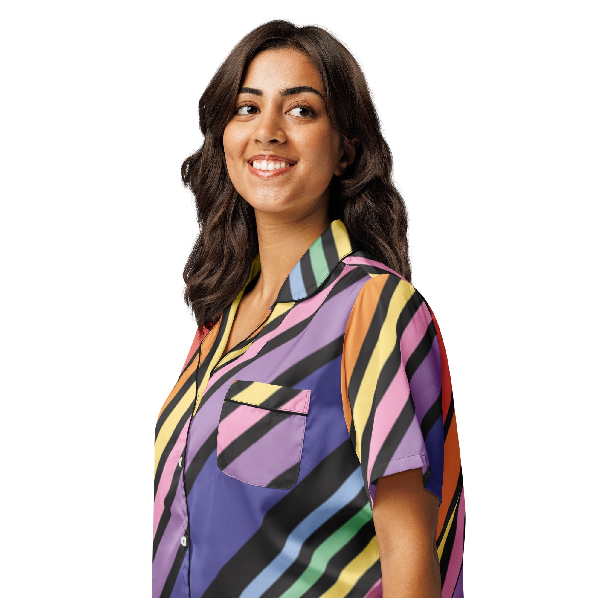 All - over print women’s short sleeve pajama top - Divine Janisal Design