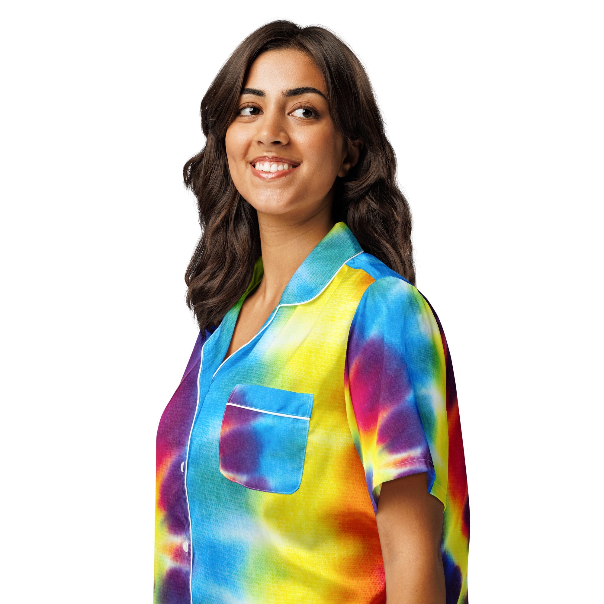 All - over print women’s short sleeve pajama top - Divine Janisal Design