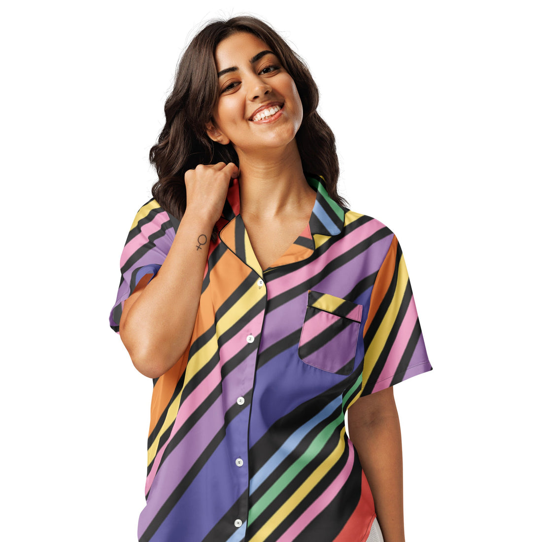 All - over print women’s short sleeve pajama top - Divine Janisal Design