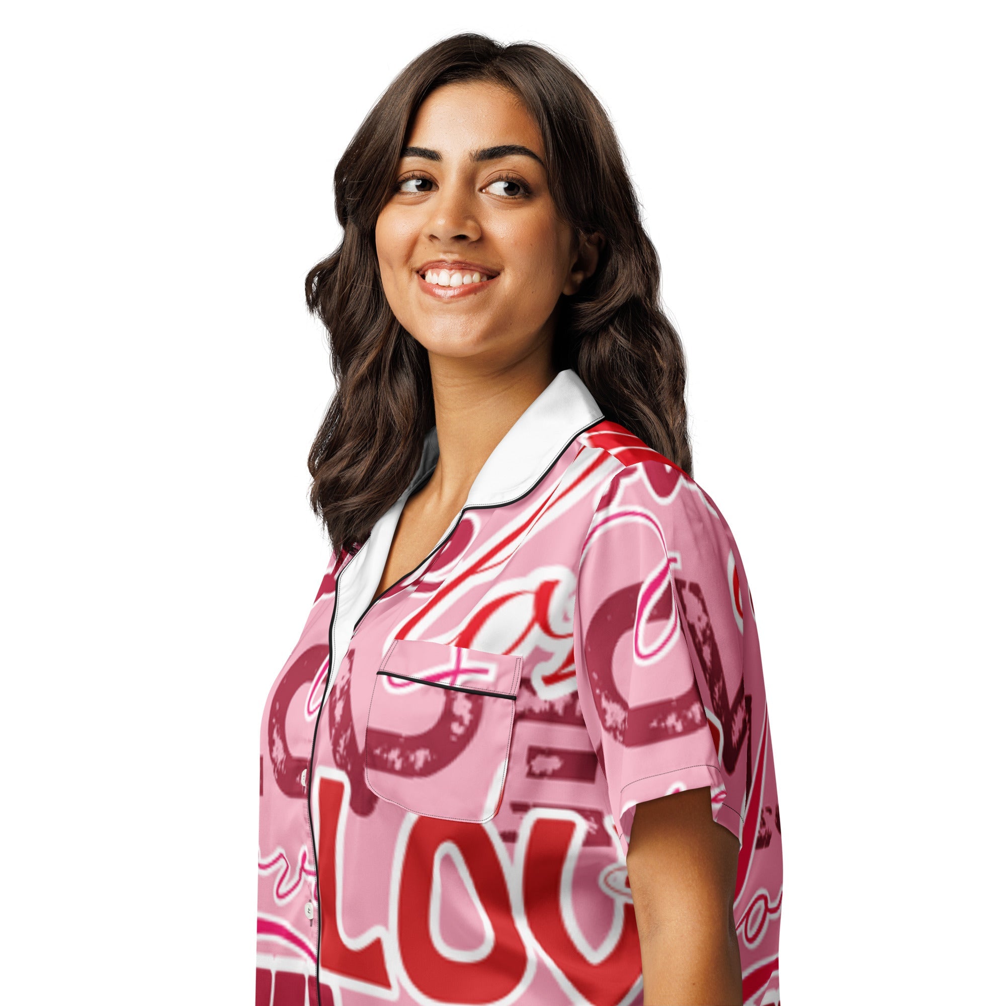 All - over print women’s short sleeve pajama top - Divine Janisal Design