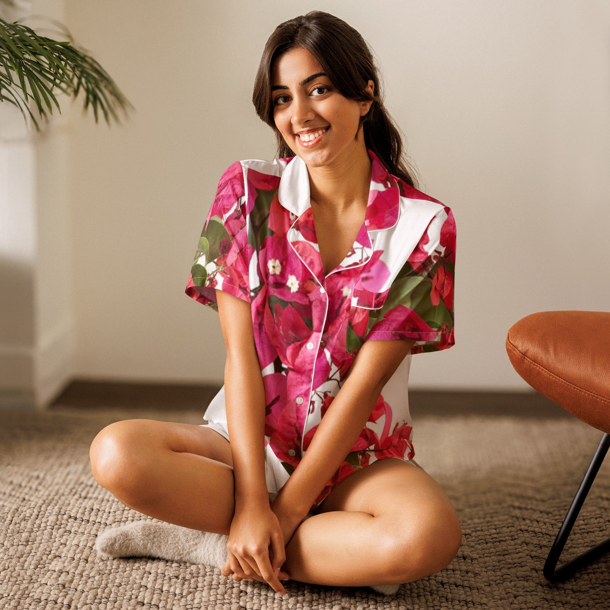 All - over print women’s short sleeve pajama top - Divine Janisal Design