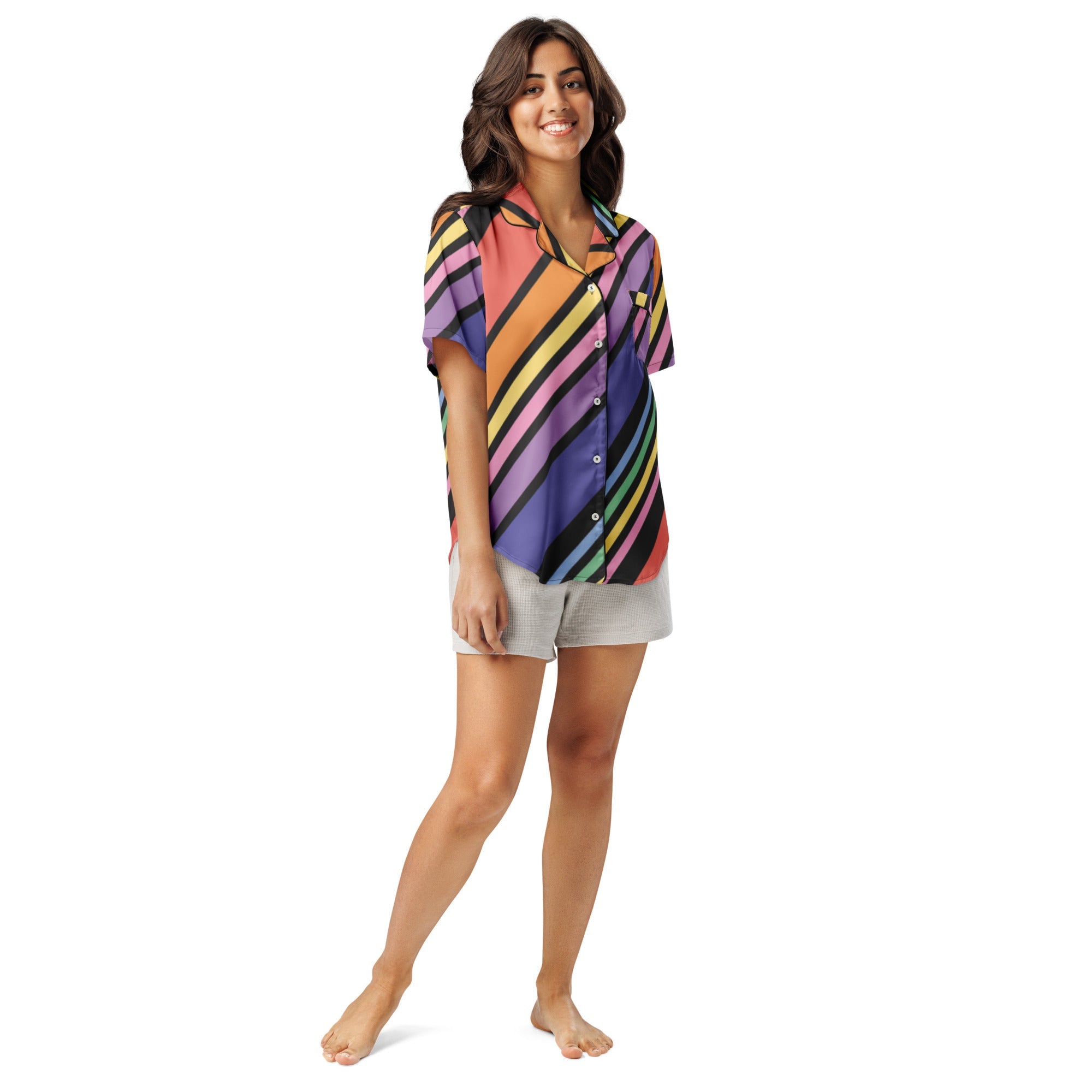 All - over print women’s short sleeve pajama top - Divine Janisal Design