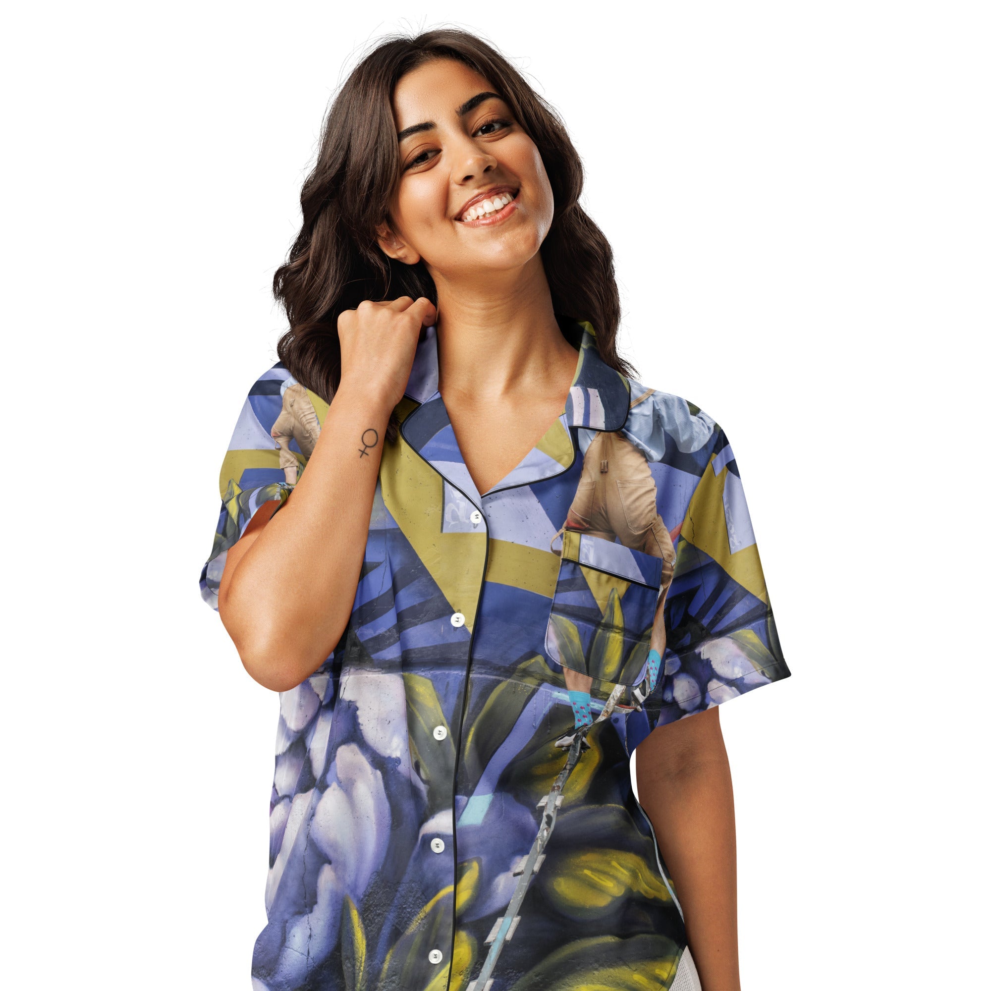 All - over print women’s short sleeve pajama top - Divine Janisal Design