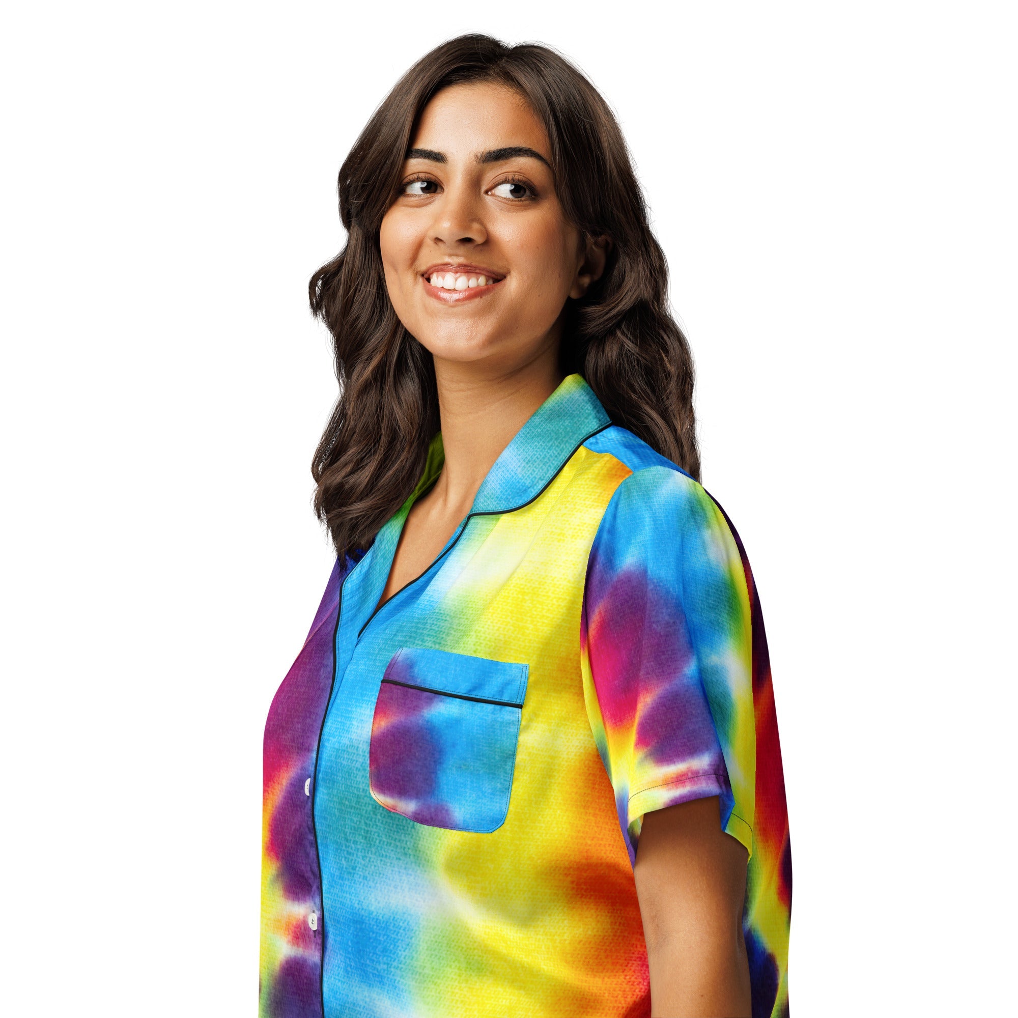 All - over print women’s short sleeve pajama top - Divine Janisal Design