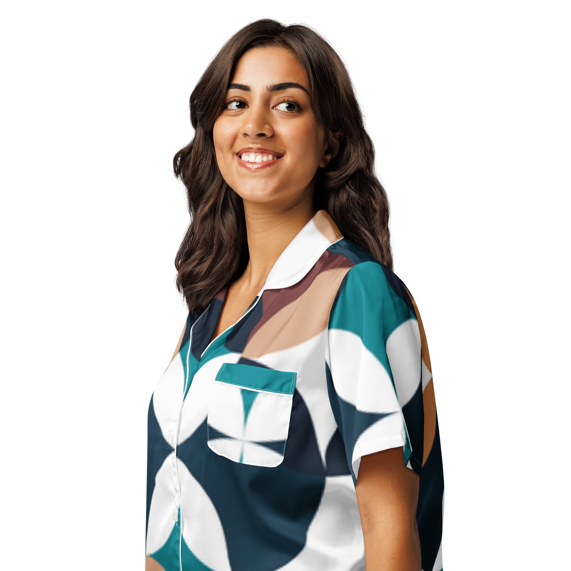 All - over print women’s short sleeve pajama top - Divine Janisal Design