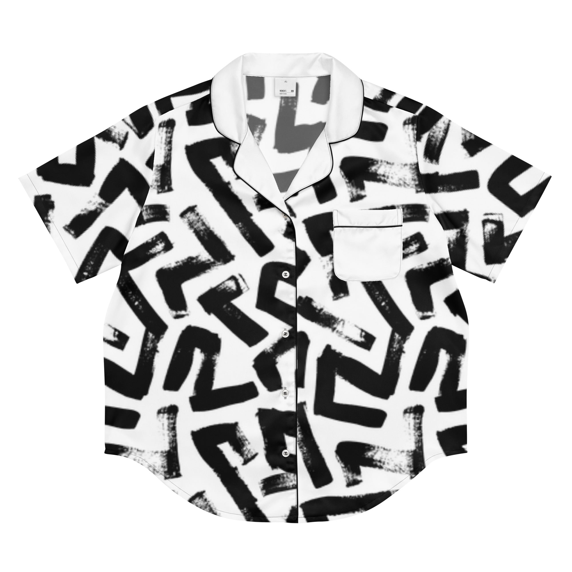 All - over print women’s short sleeve pajama top - Divine Janisal Design