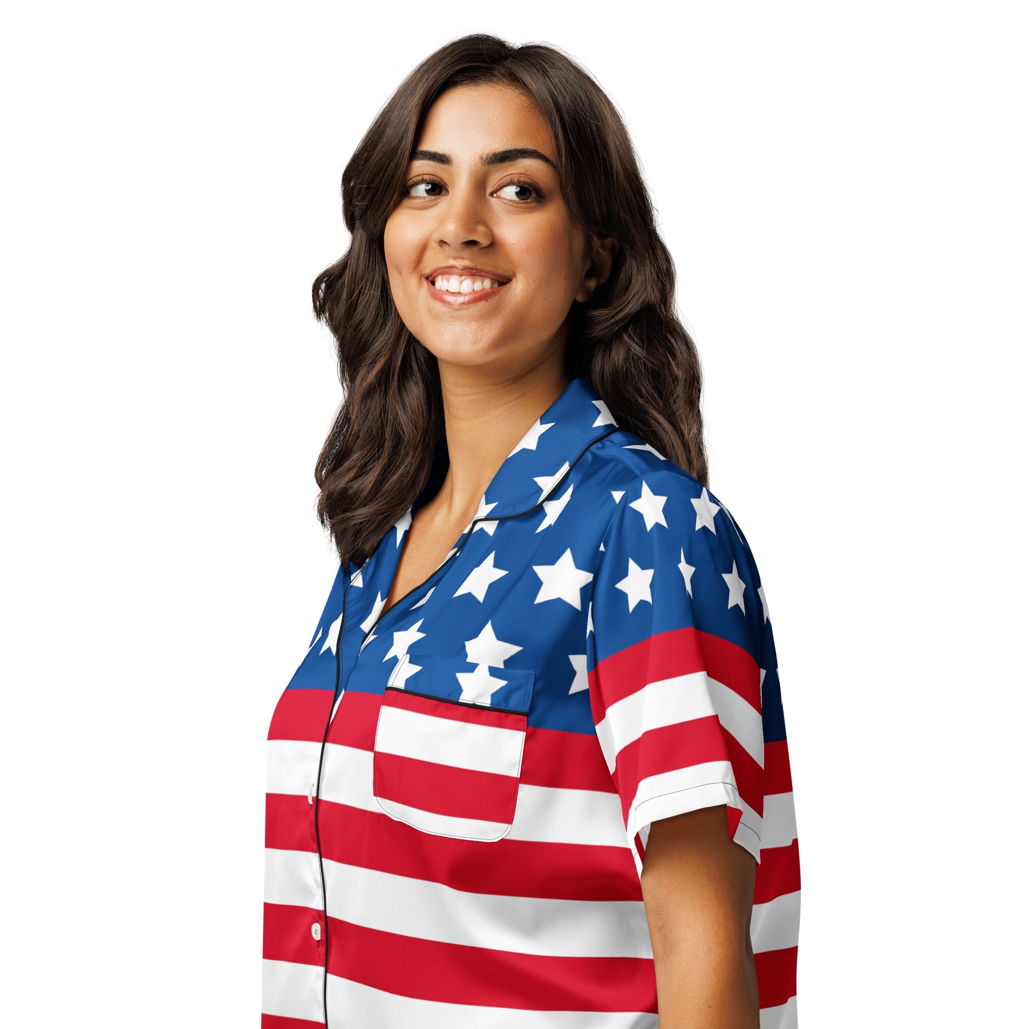 All - over print women’s short sleeve pajama top - Divine Janisal Design