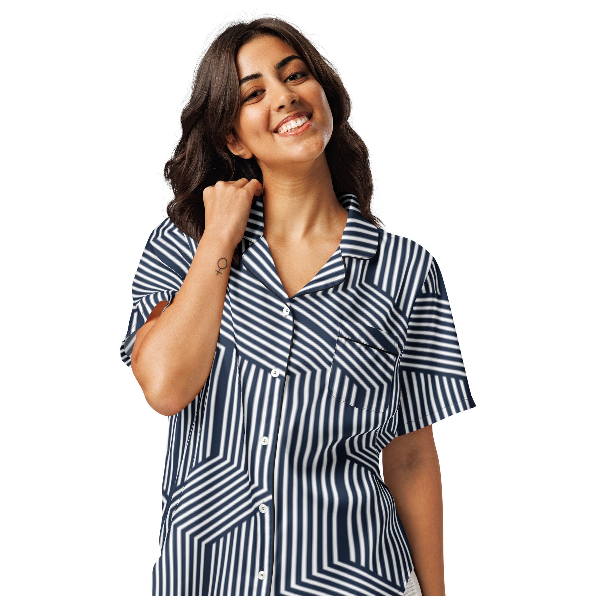 All - over print women’s short sleeve pajama top - Divine Janisal Design