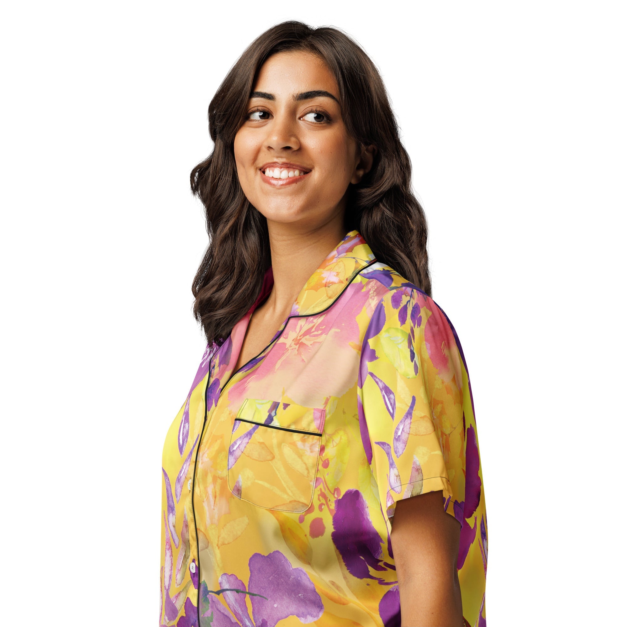 All - over print women’s short sleeve pajama top - Divine Janisal Design