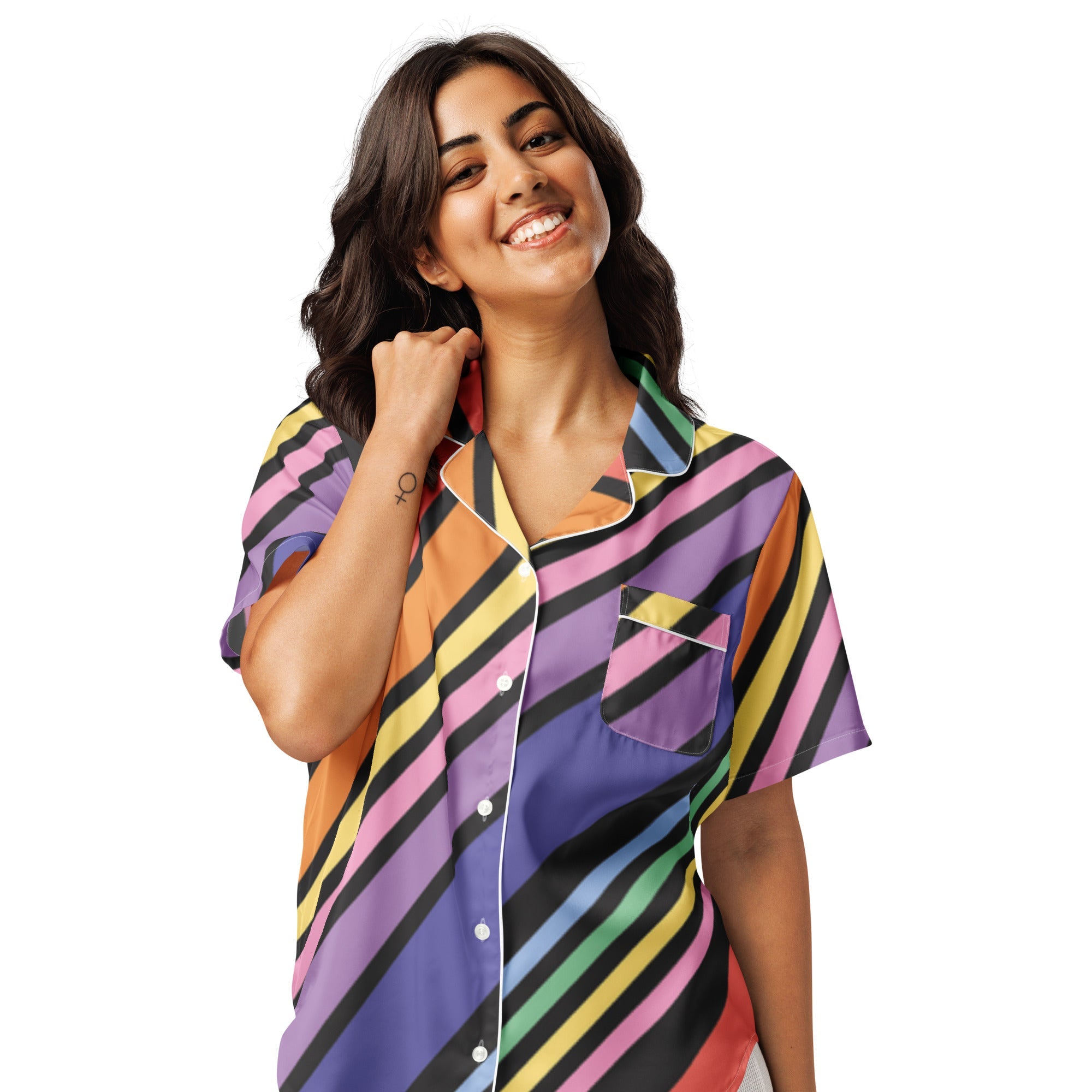 All - over print women’s short sleeve pajama top - Divine Janisal Design