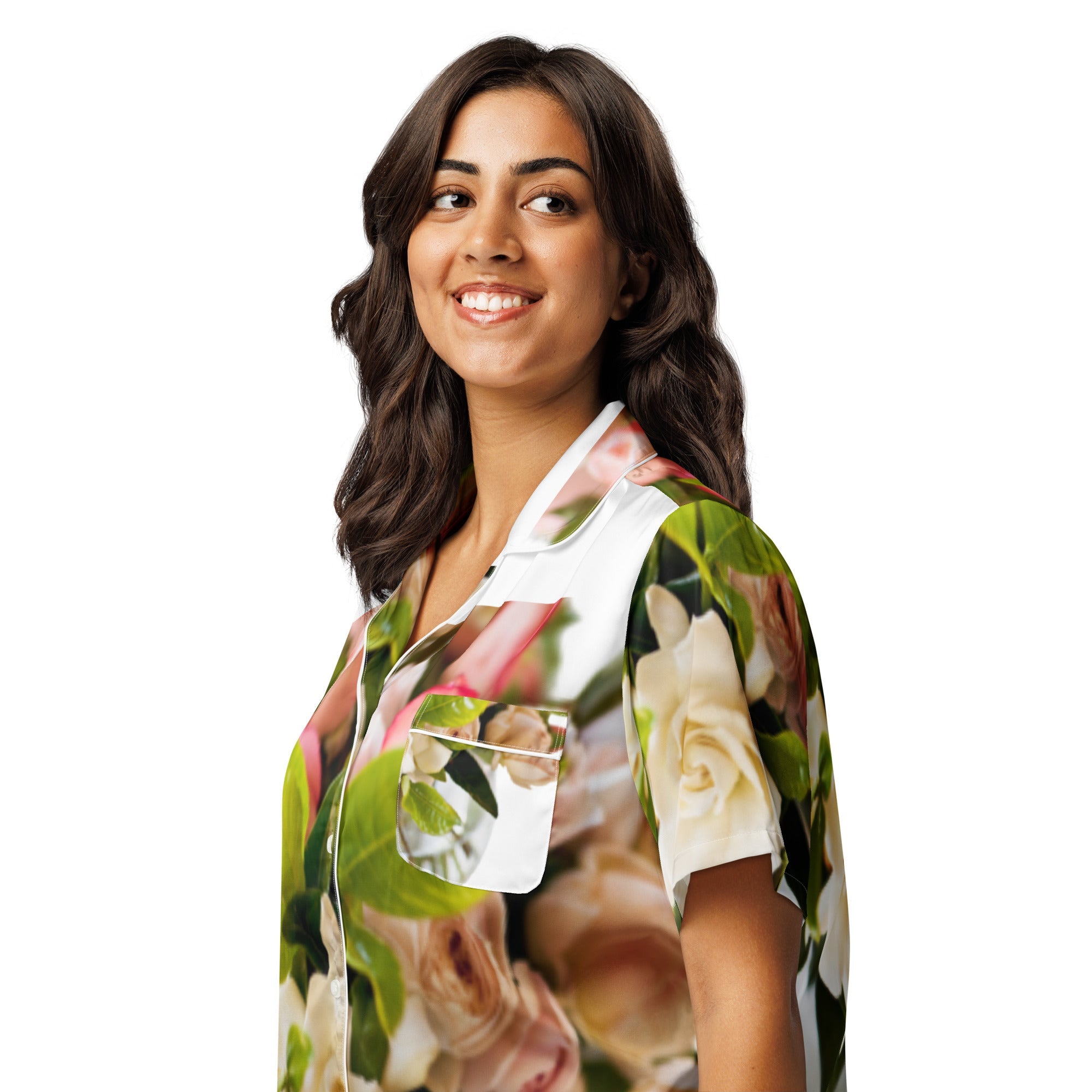 All - over print women’s short sleeve pajama top - Divine Janisal Design