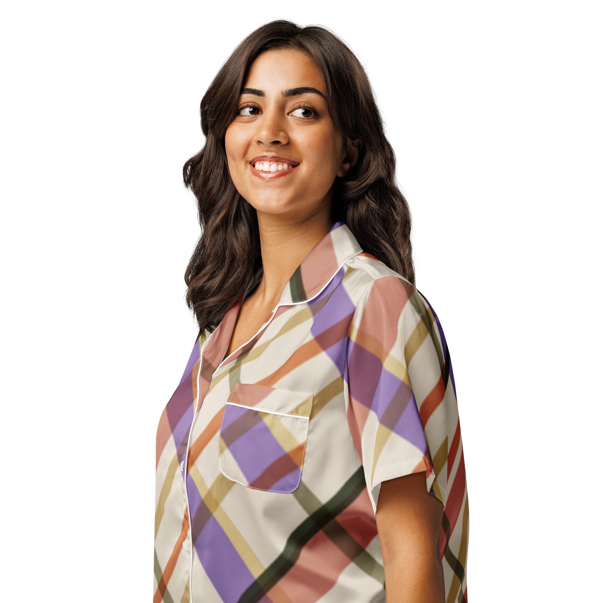 All - over print women’s short sleeve pajama top - Divine Janisal Design