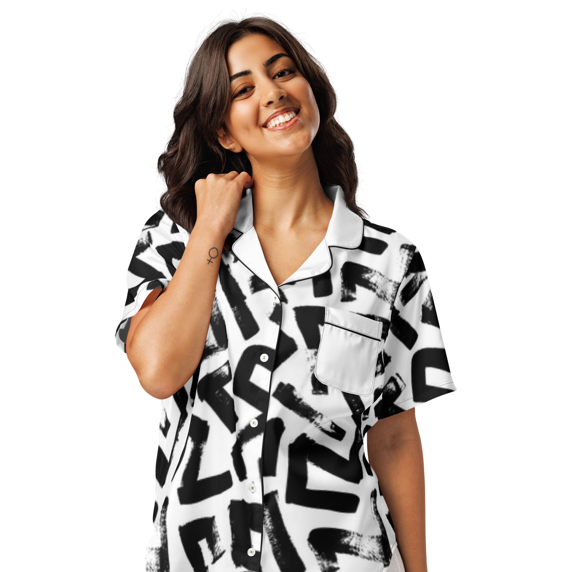 All - over print women’s short sleeve pajama top - Divine Janisal Design