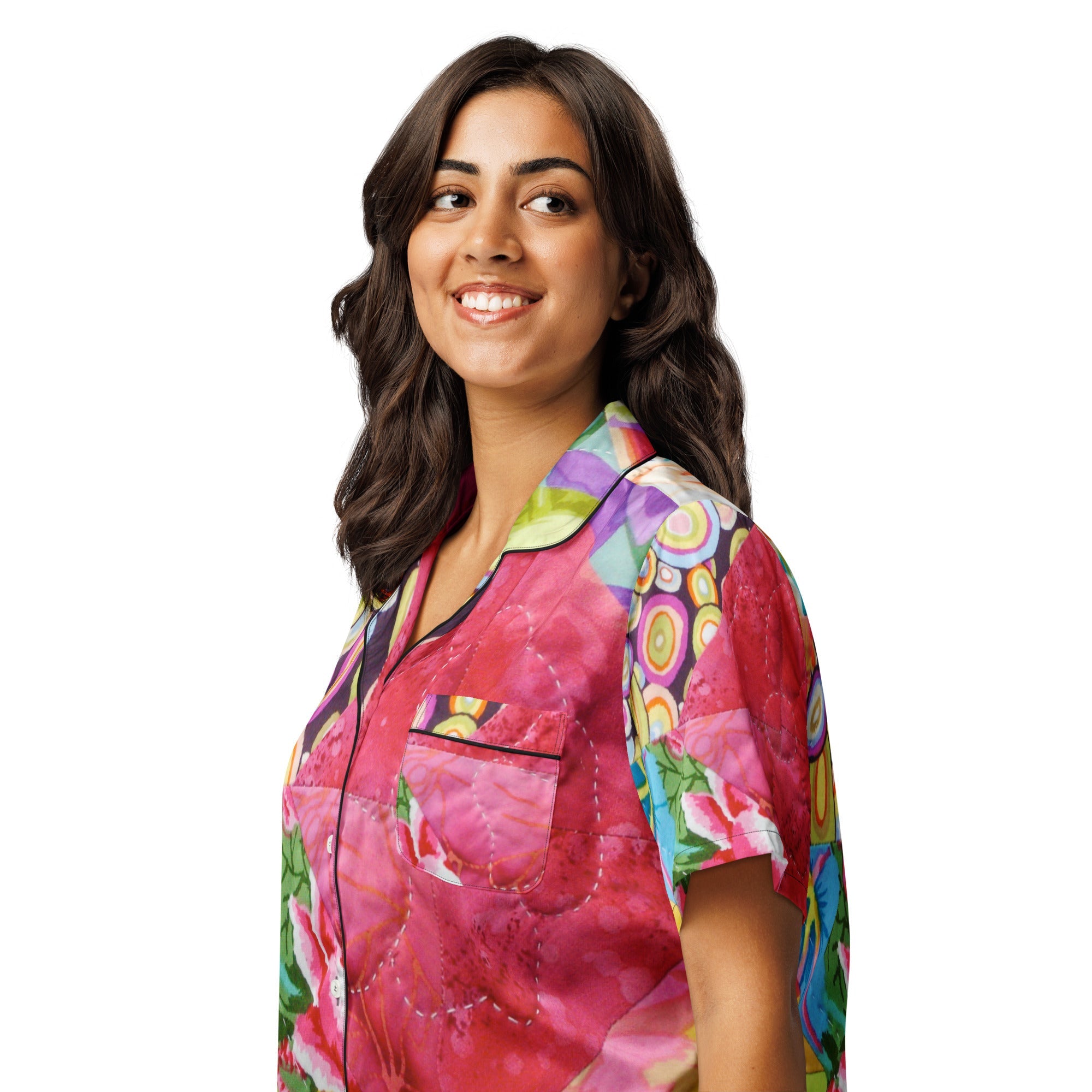 All - over print women’s short sleeve pajama top - Divine Janisal Design