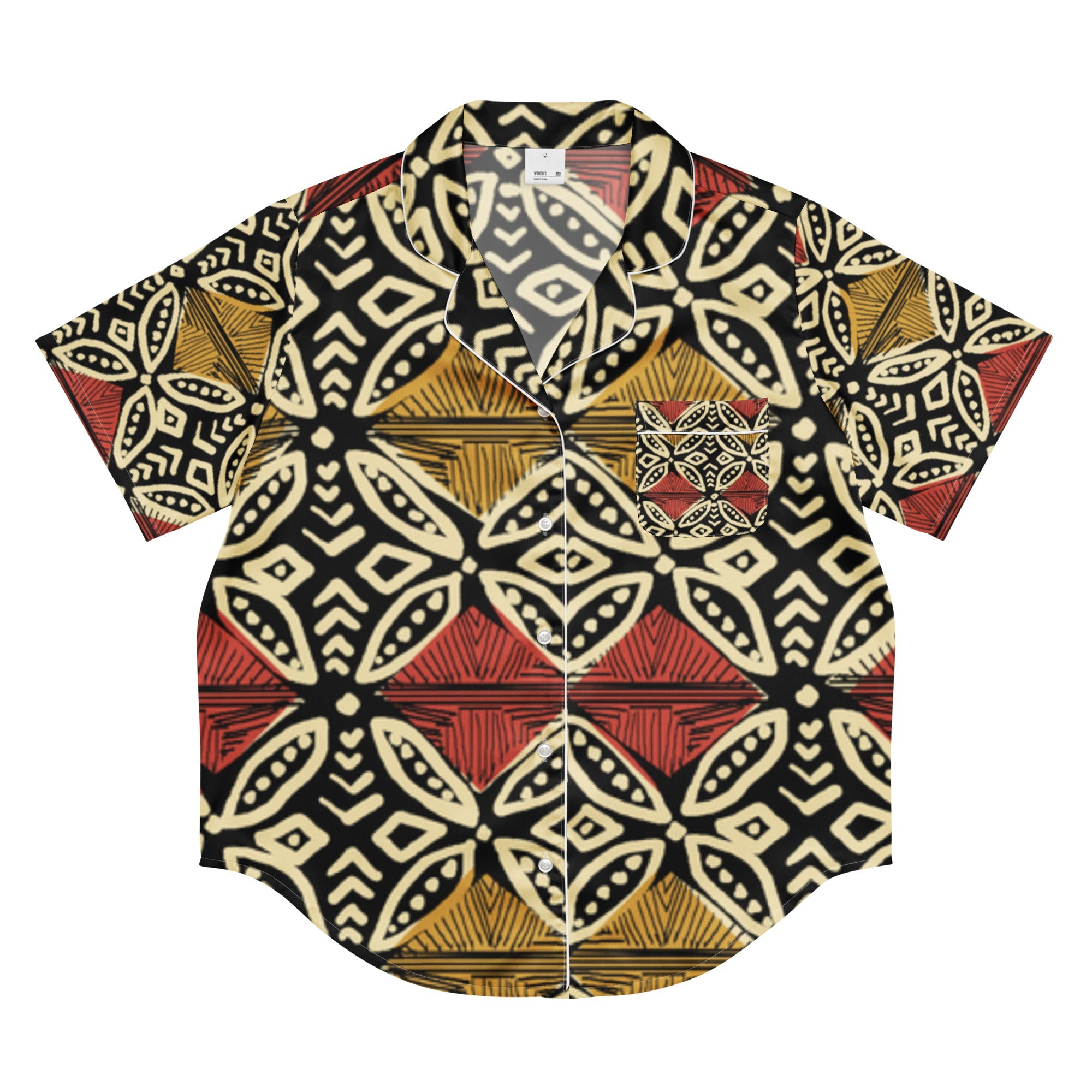 All - over print women’s short sleeve pajama top - Divine Janisal Design