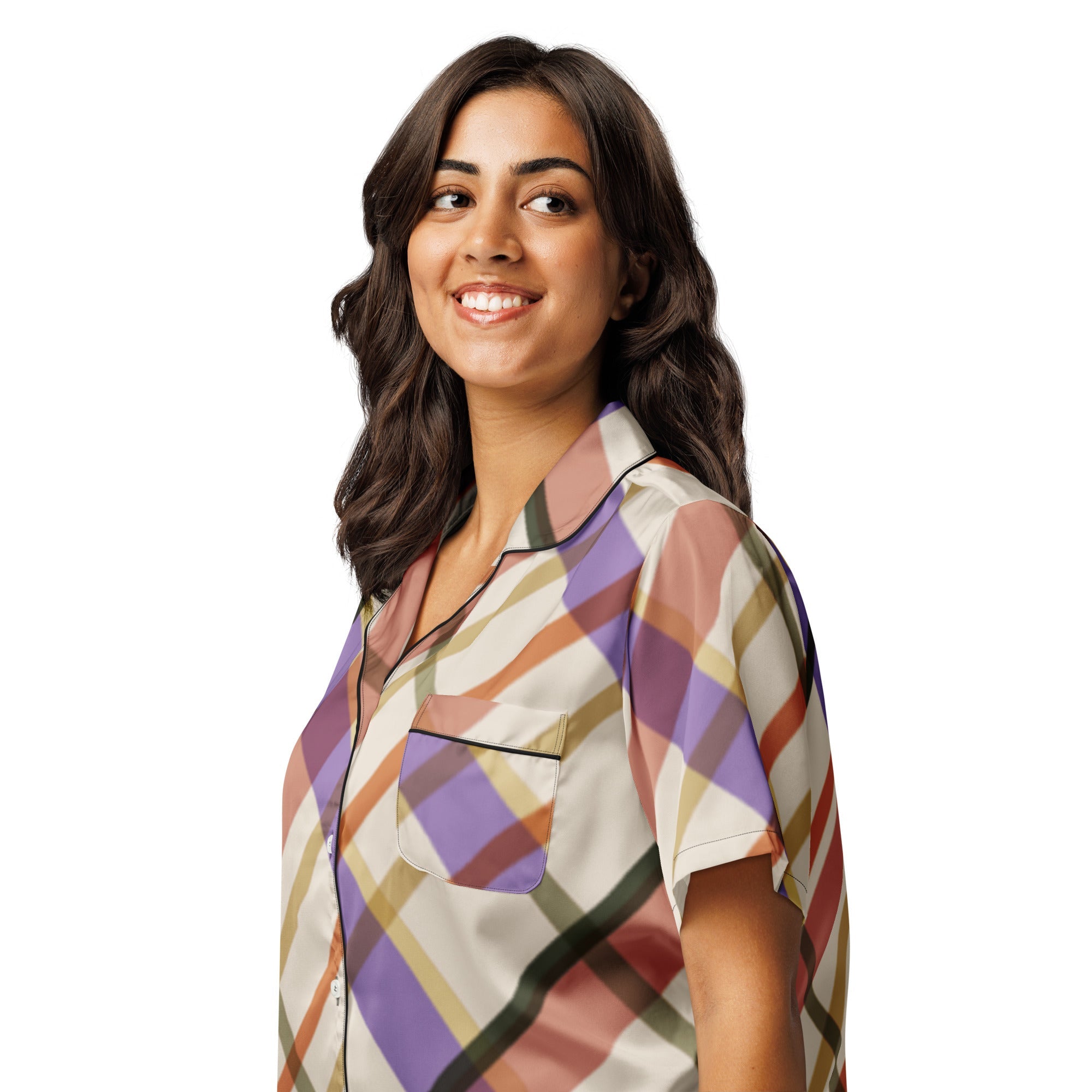 All - over print women’s short sleeve pajama top - Divine Janisal Design