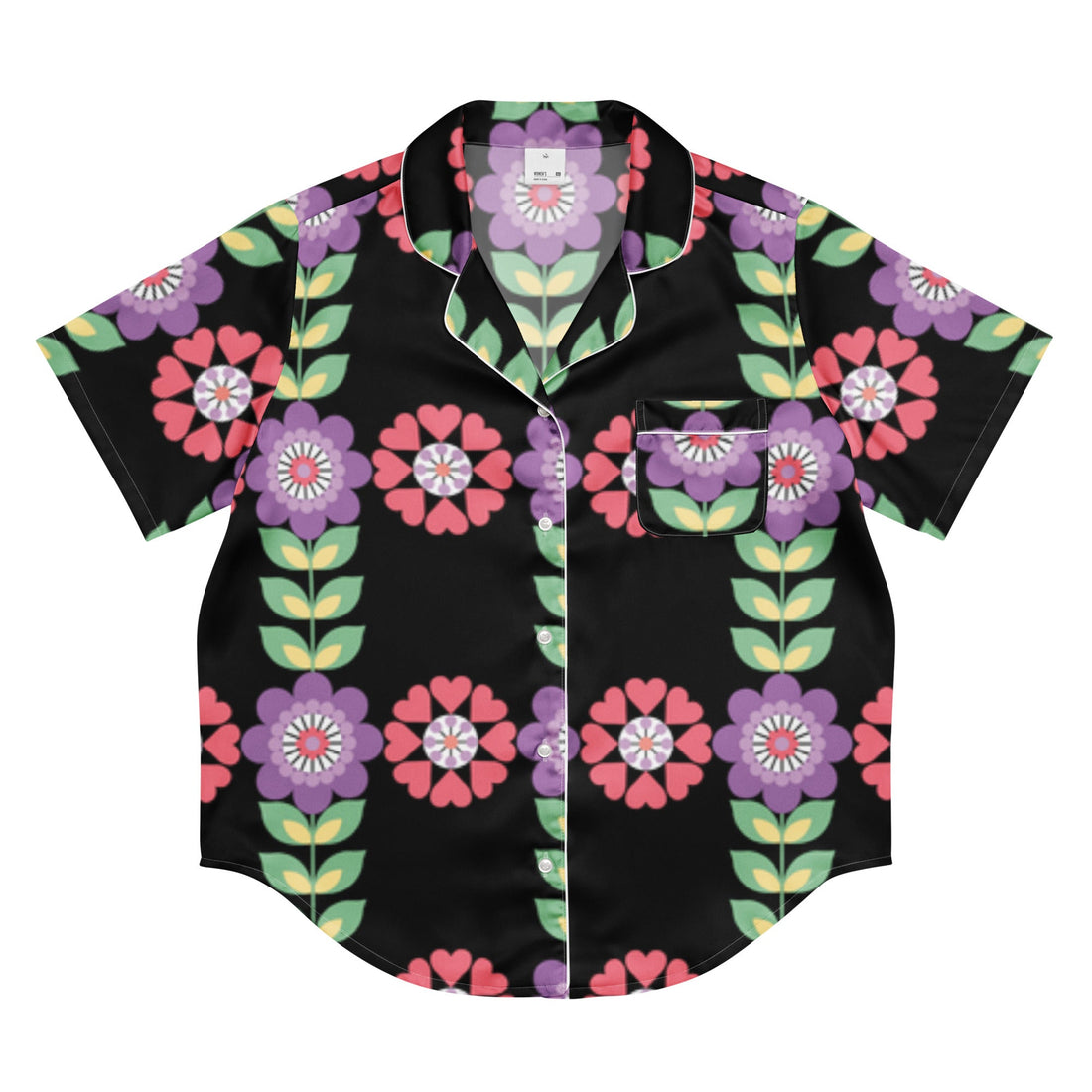 All - over print women’s short sleeve pajama top - Divine Janisal Design