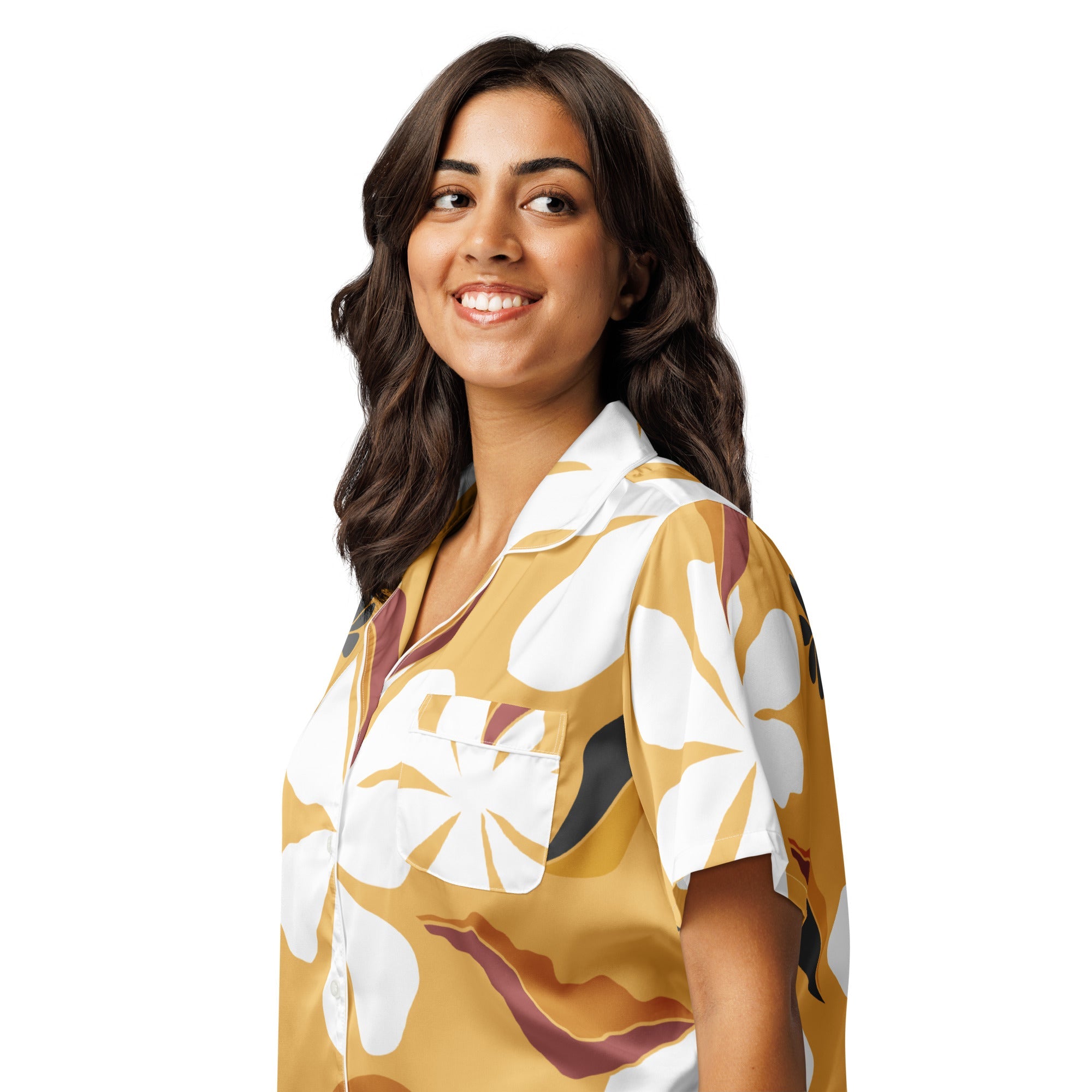 All - over print women’s short sleeve pajama top - Divine Janisal Design