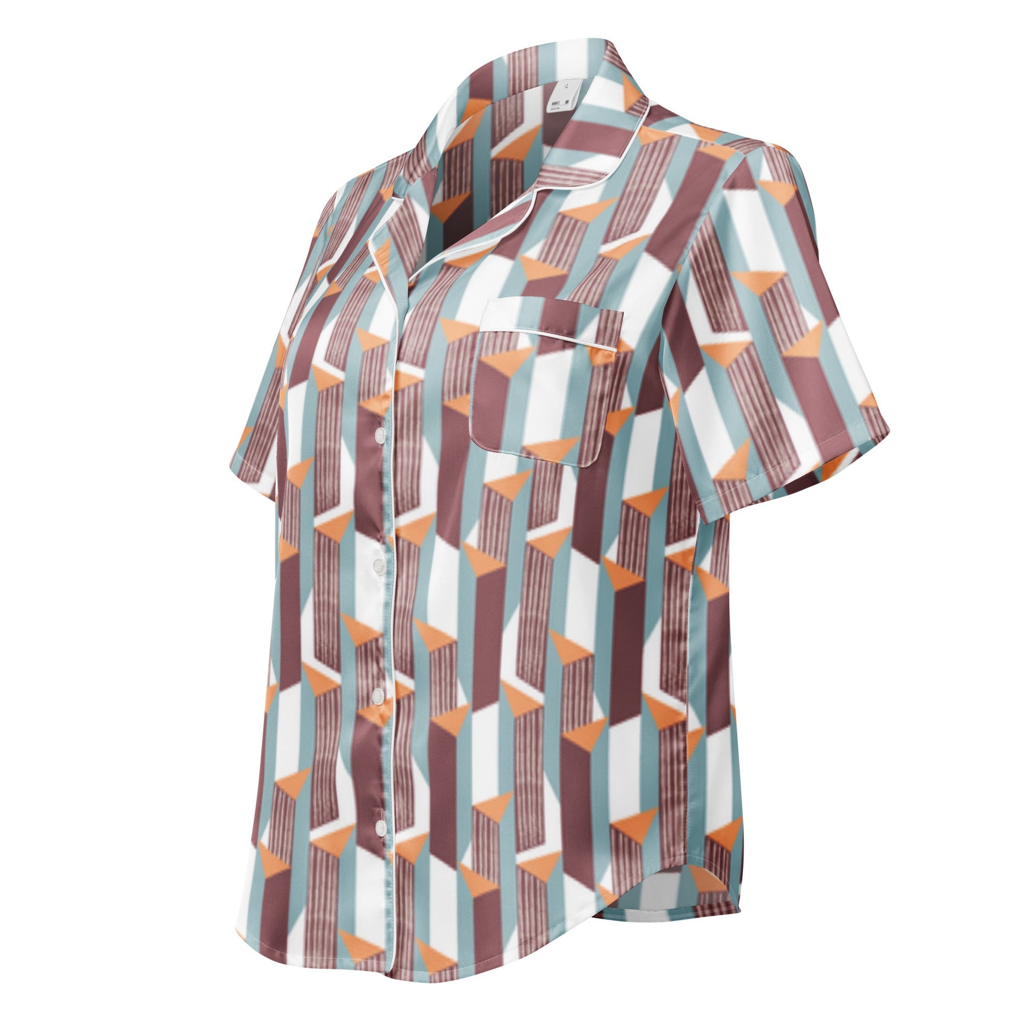All - over print women’s short sleeve pajama top - Divine Janisal Design