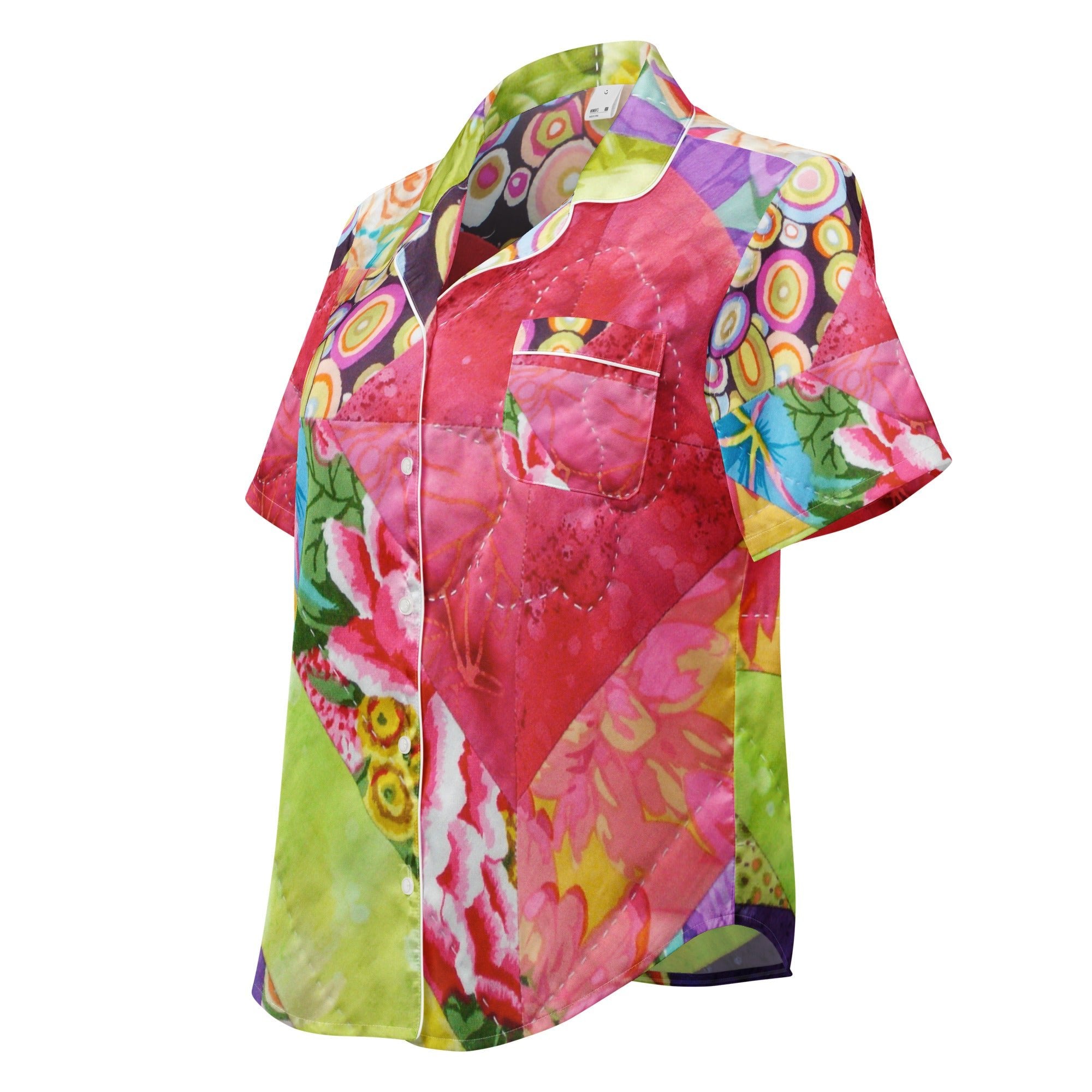 All - over print women’s short sleeve pajama top - Divine Janisal Design