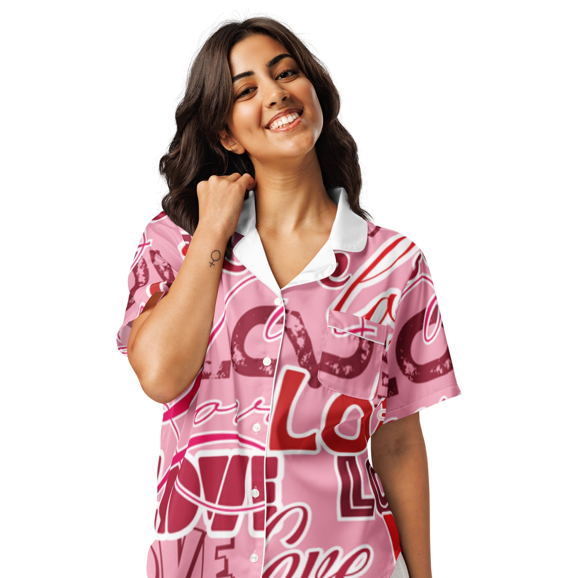 All - over print women’s short sleeve pajama top - Divine Janisal Design