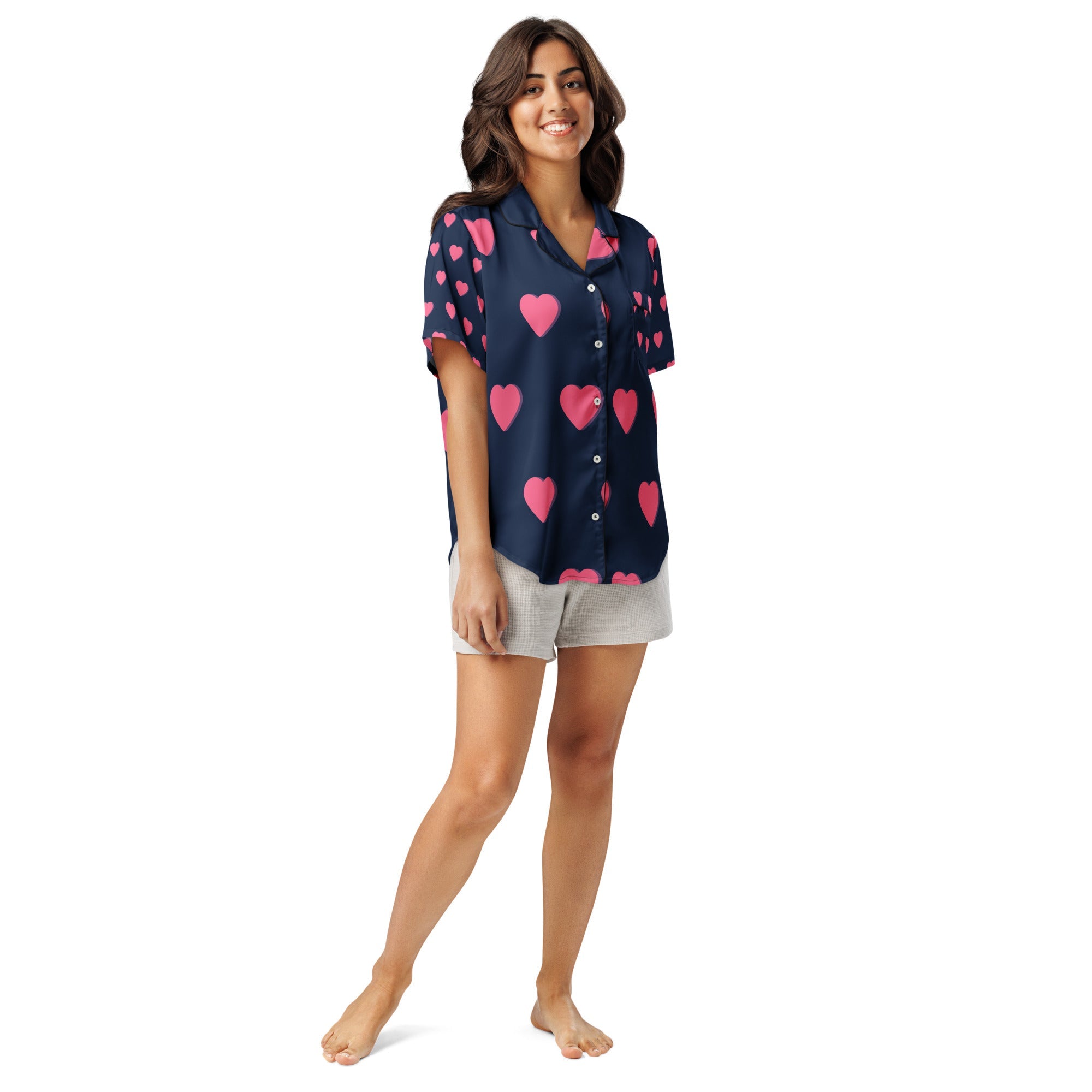 All - over print women’s short sleeve pajama top - Divine Janisal Design