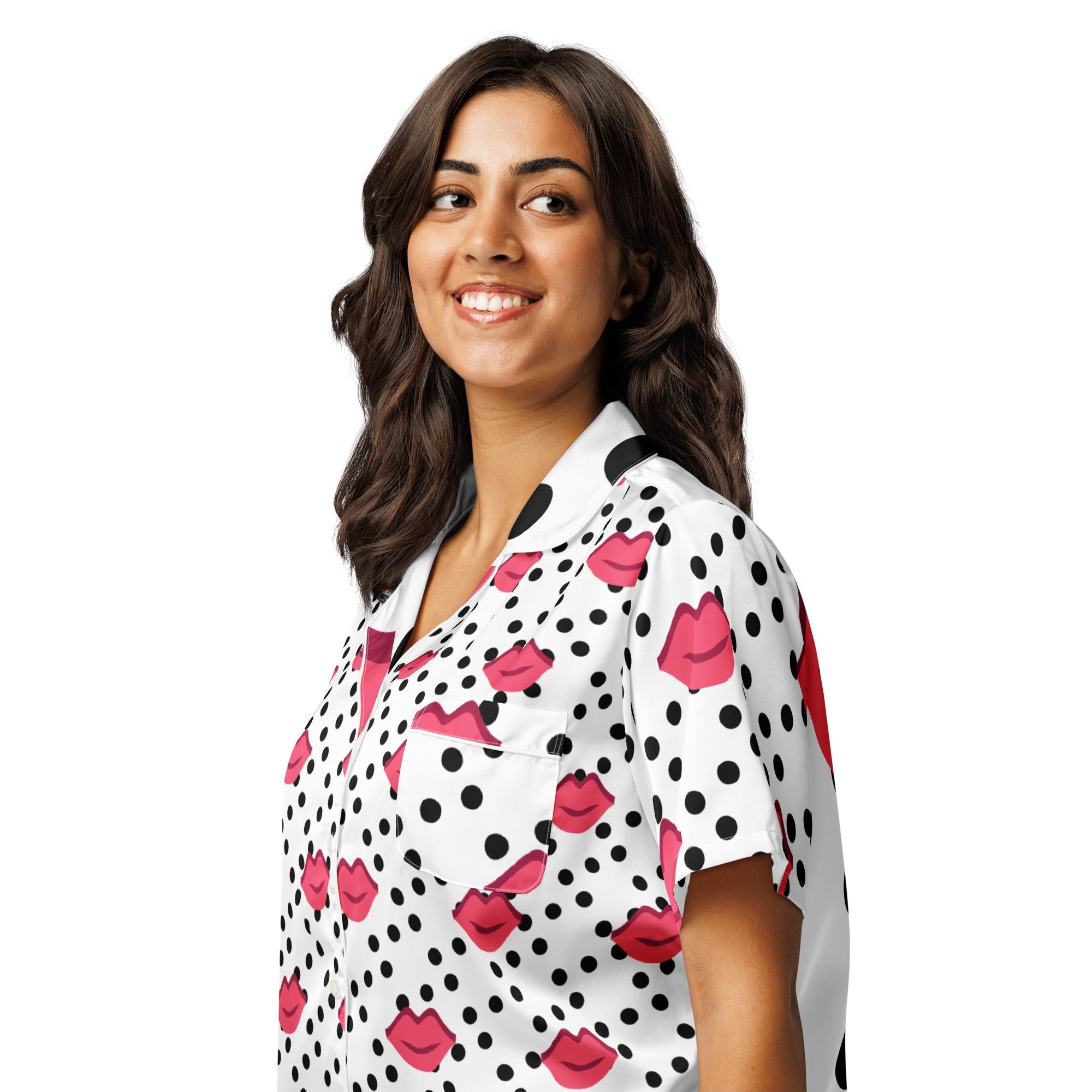 All - over print women’s short sleeve pajama top - Divine Janisal Design