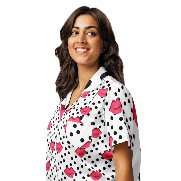 All - over print women’s short sleeve pajama top - Divine Janisal Design