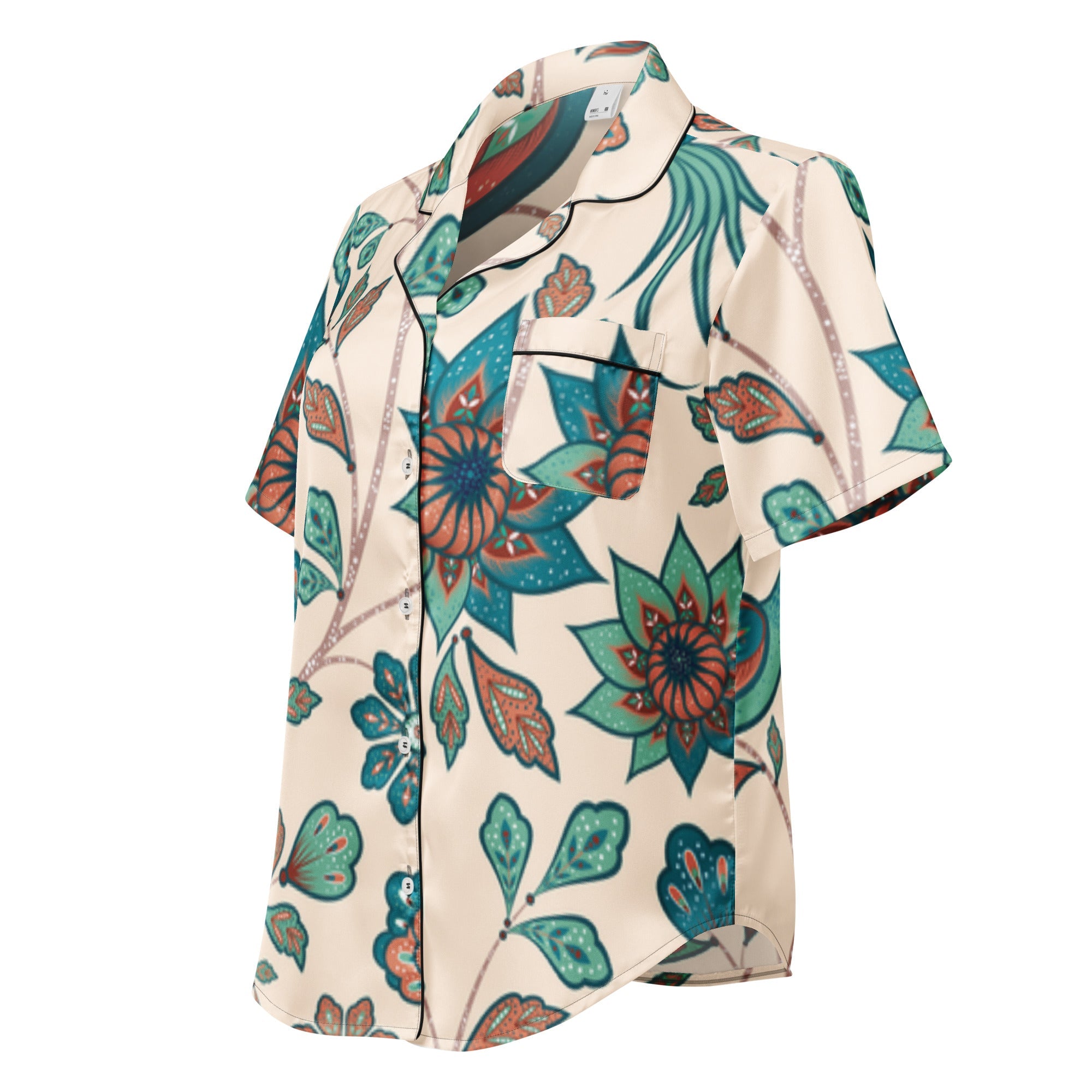 All - over print women’s short sleeve pajama top - Divine Janisal Design