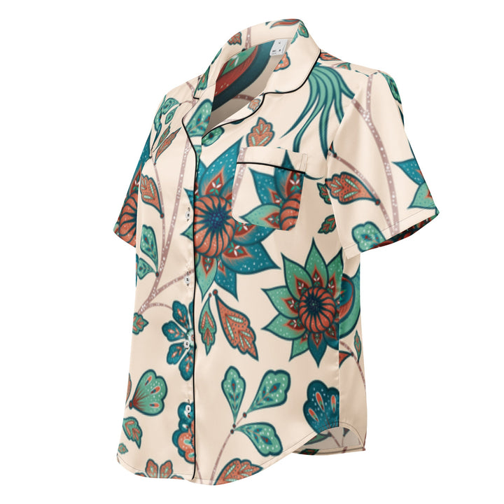 All - over print women’s short sleeve pajama top - Divine Janisal Design