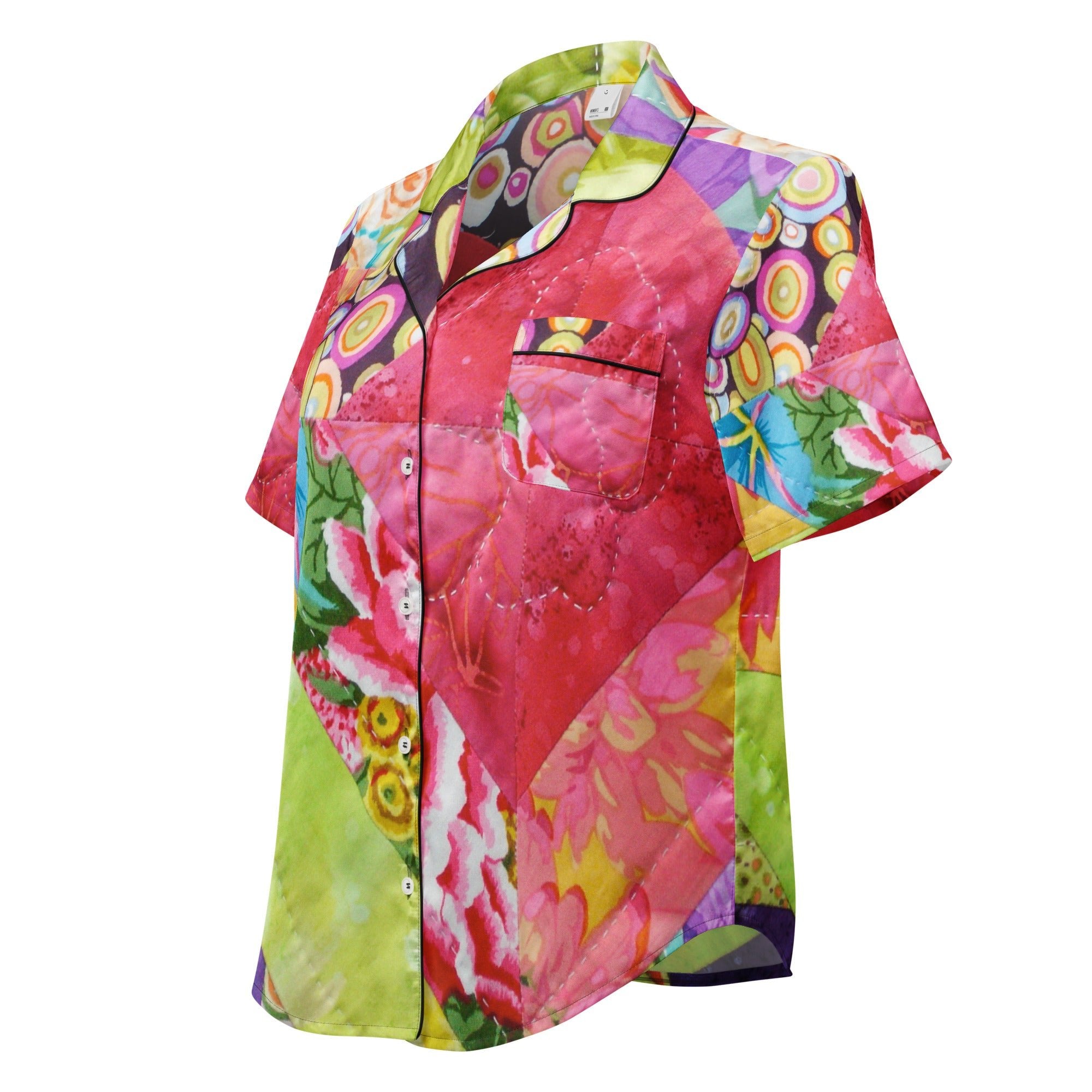 All - over print women’s short sleeve pajama top - Divine Janisal Design