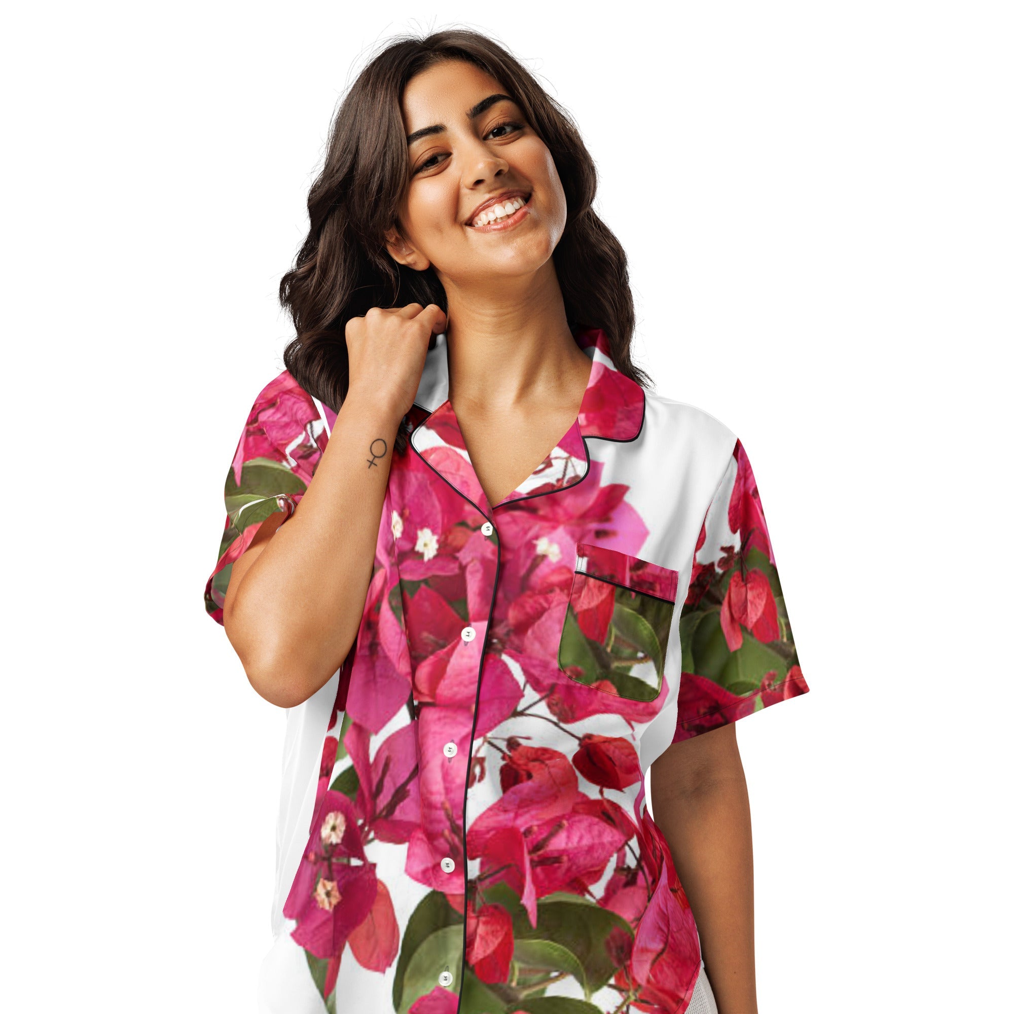 All - over print women’s short sleeve pajama top - Divine Janisal Design
